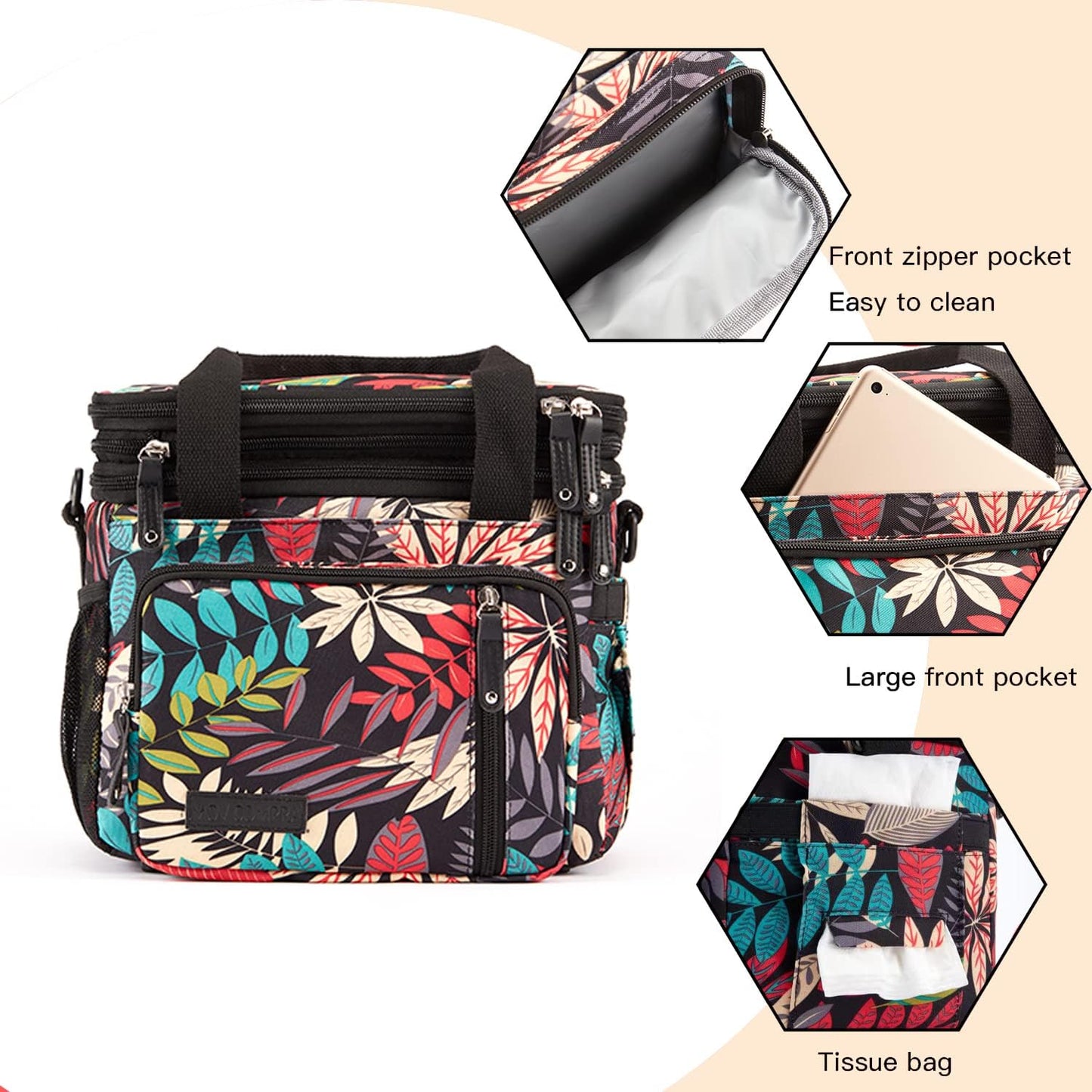 Lunch Bag Women Insulated Lunch Box for Work, Purple Expandable Large Lunch Bags, Leakproof Double Deck Lunch Box Cooler Bag(Purple)
