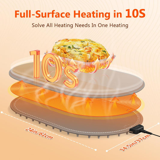 seenlast Warming Mat for Food with Adjustable Temperature Timer,10S Fast Heating Silicone Food Warmers for Parties Buffet and Home Daily,Food Warming Mat with Insulating Pad Raised Feet Protects Table - PuriLite