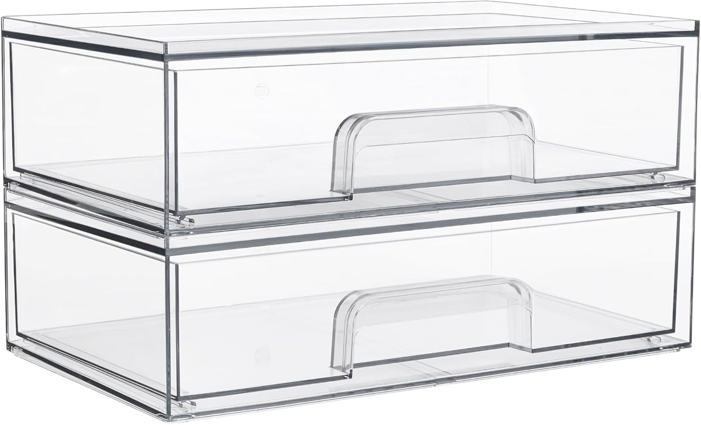Vtopmart 3 Pack Stackable Clear Plastic Drawer Organizer, Makeup Organizers and Storage for Eyeshadow Palettes, Cosmetics, Beauty Supplies, Ideal for Vanity, Desk, Office, Bathroom Organization