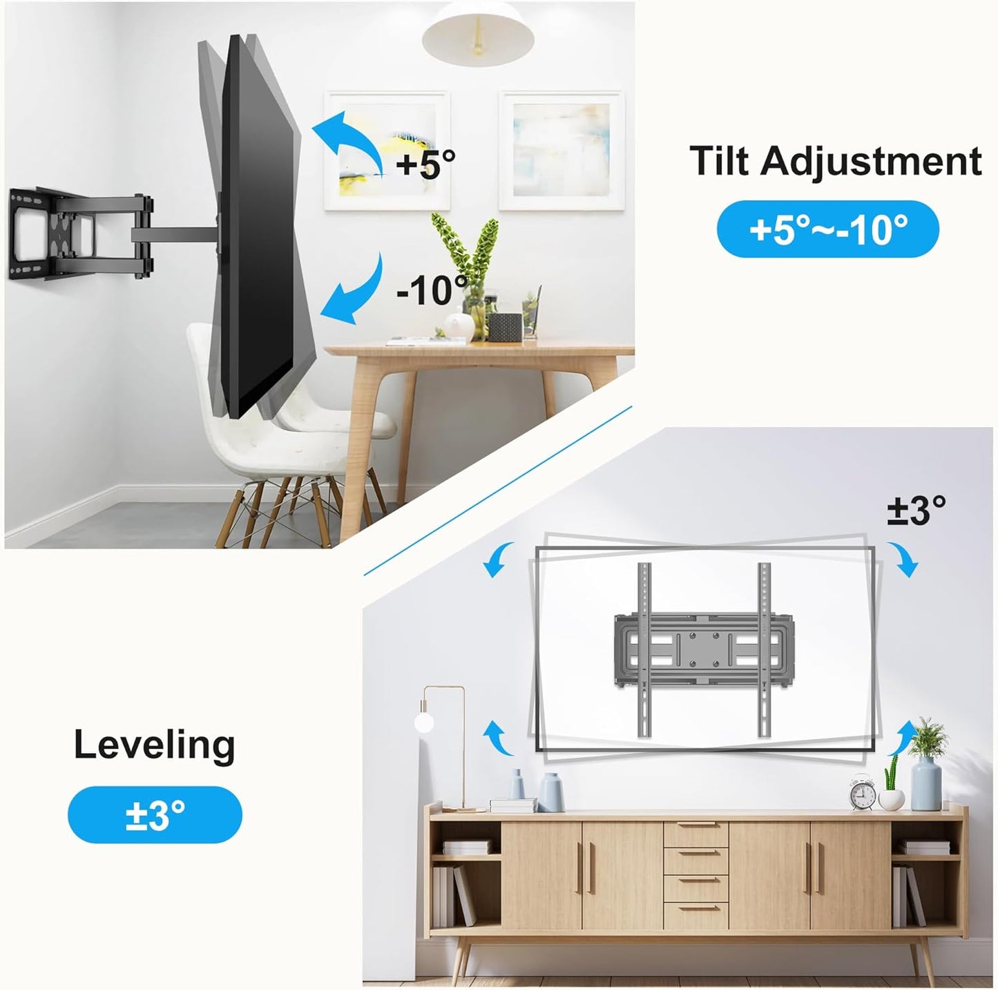XINLEI TV Full Motion TV Wall Mount for Most 26"-70" Flat Screen/LED/ 4K TVs, Swivel/Tilt TV Bracket with Articulating Dual Arms, Support 99lbs, Max VESA 400x400mm (MA570)
