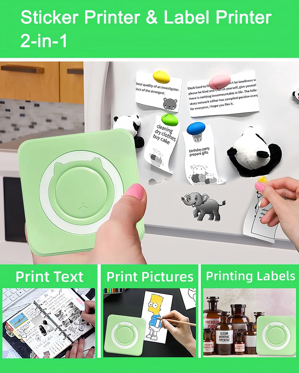 Label Maker - Mini Portable Sticker Printer with 13 Rolls Self-Adhesive Thermal Papers, Labeller Machine for Home Office Study Business Texts Journal, Blue
