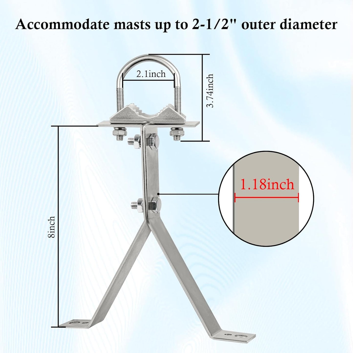 XRDS-RF 16 Inch Heavy-Duty Wall Mount Stand Off Mast for TV Antenna - Windproof Mounting Bracket (2-Leg + 2-Leg)