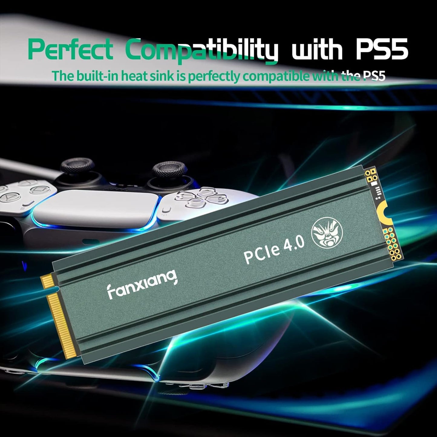 fanxiang S660 M.2 SSD 2TB NVMe for PS5 with Heatsink, Up to 4800MB/s, 3D NAND TLC, PCIe Gen4 Internal Solid State Drive,SLC Cache