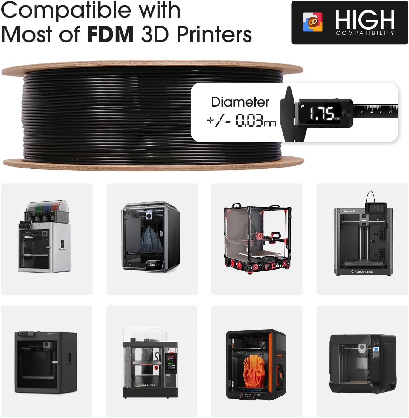 eSUN PLA Plus Filament 1.75mm, PLA Pro PLA+ 3D Printer Filament, Dimensional Accuracy +/- 0.03mm, 2.2 LBS (1KG) Spool 3D Printing Consumables for Most FDM 3D Printers, Black