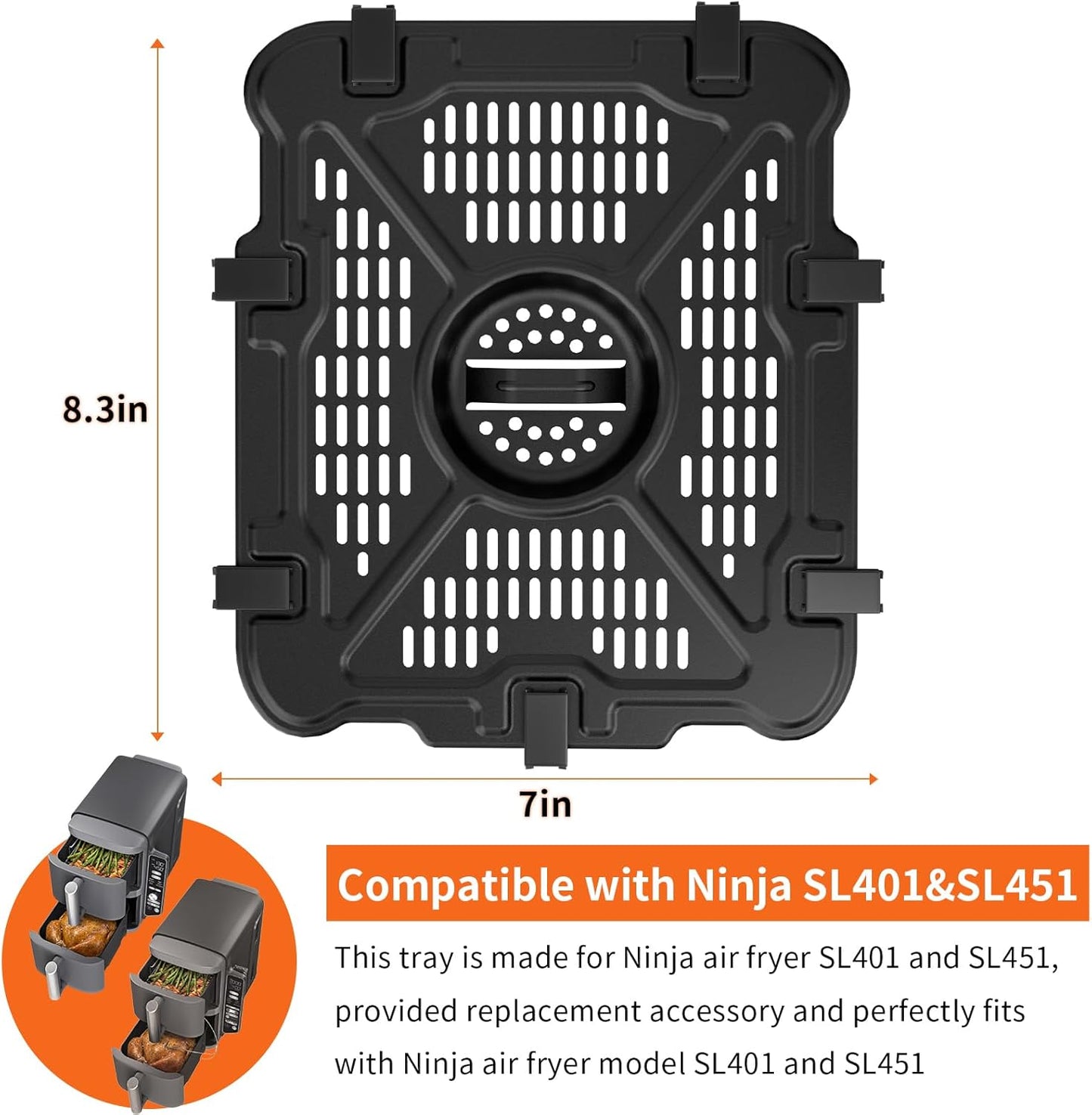 Air Fryer Basket Replacement Basket and Tray for Ninja AF161, Air Fryer Accessories for Ninja AF150 and AF161, Non-Stick Air Fryer Basket with Cover for Ninja AF150 and AF161, Dishwasher-Safe Basket
