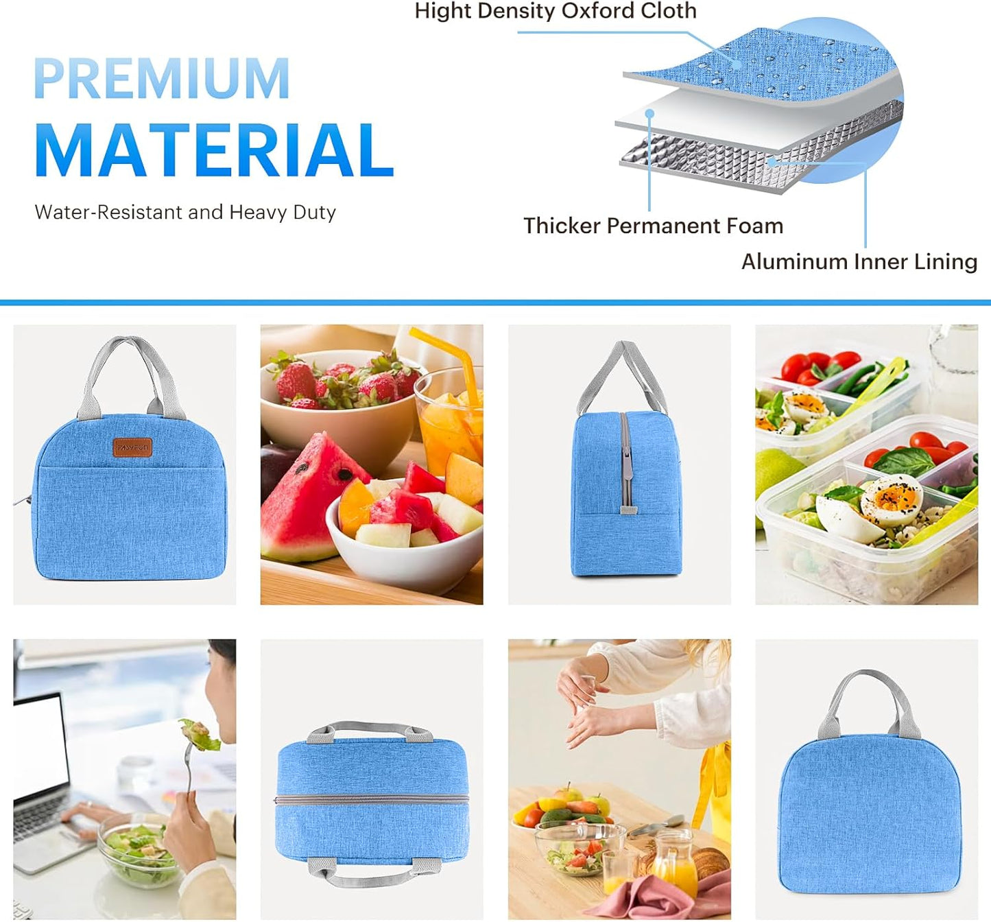 Lunch Bag for Women & Men Adult Insulated Lunch Box, Small Leakproof Cooler Food Lunch Containers Reusable High Capacity Lunch Tote Bags for Work, Travel, Outdoor