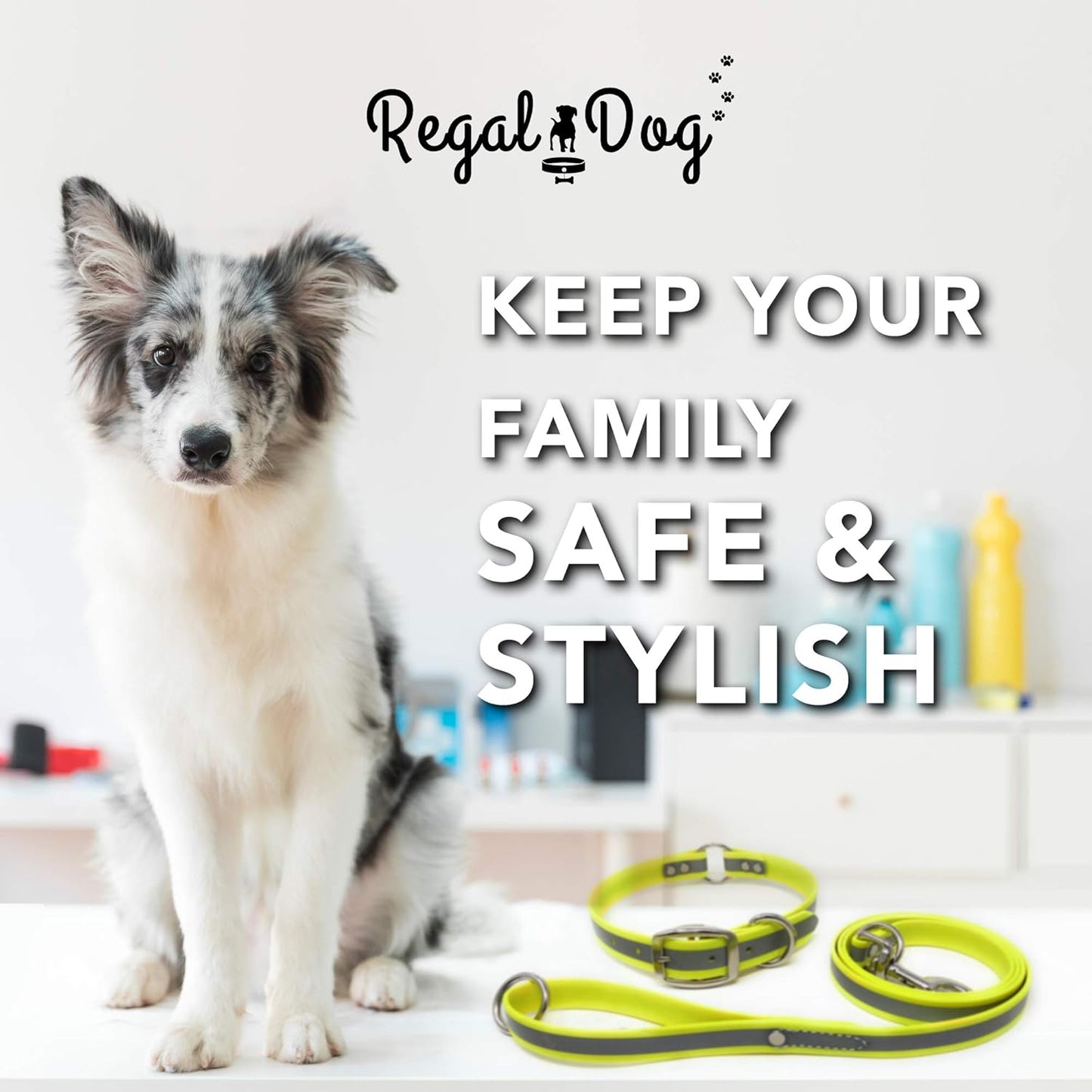 Regal Dog Products Large Pink Heavy Duty Reflective Dog Collar with Center Ring, Metal Buckle and D Ring | Anti-Odor Adjustable Biothane Waterproof Dog Collar | Other Sizes for Small & Medium Dogs