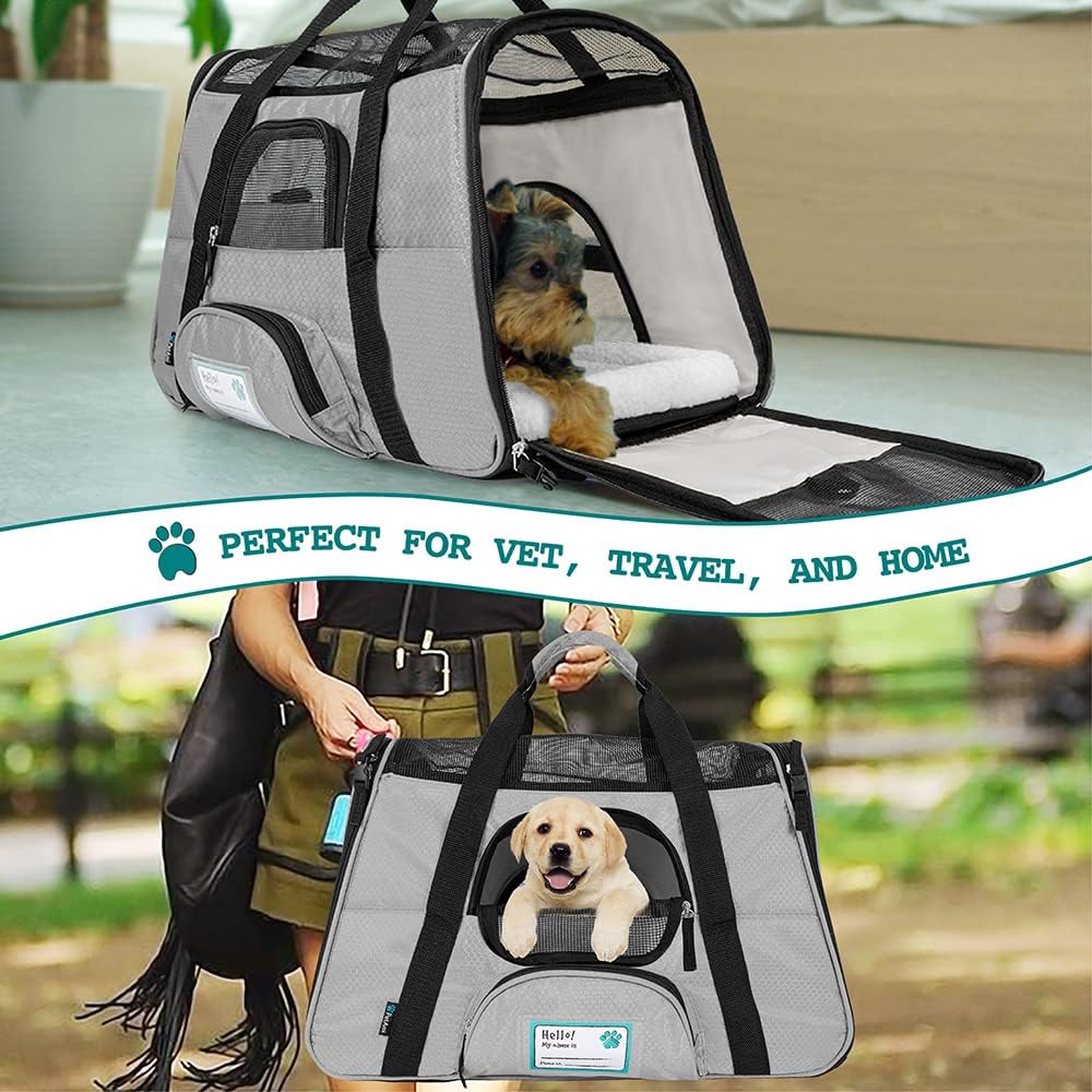 Premium Airline Approved Soft-Sided Pet Travel Carrier by PetAmi | Ventilated, Comfortable Design with Safety Features | Perfect For Plane or Car | Ideal for Small to Medium Sized Cats, Dogs, and Pets