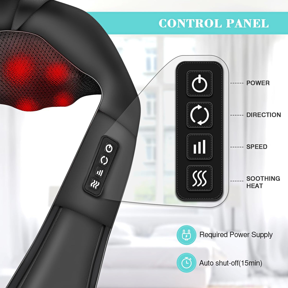 Neck Massager with Heat, Shiatsu Back Neck and Shoulder Massager - Gifts for Women/men/Mom/Dad - Electric Deeper Tissue 4D Kneading Massage, Use at Home, Office, Car - PuriLite