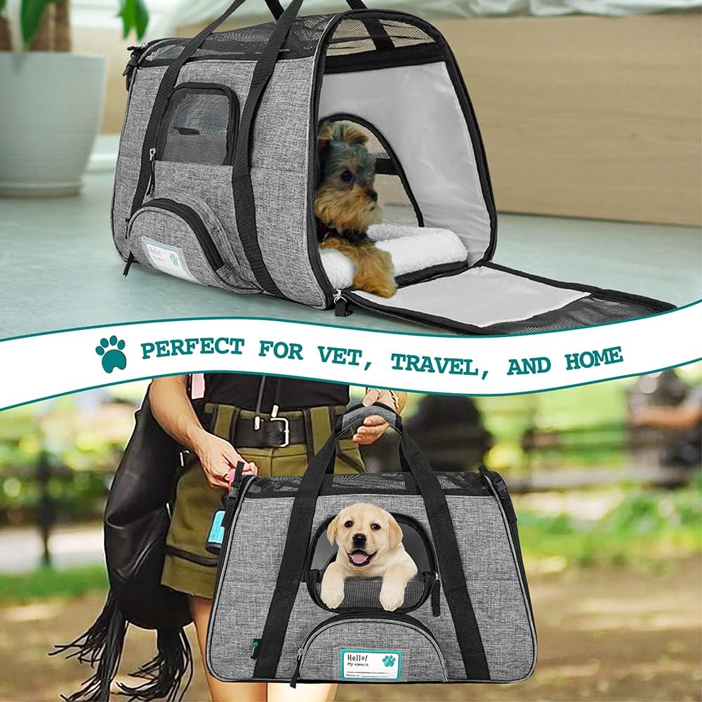 Premium Airline Approved Soft-Sided Pet Travel Carrier by PetAmi | Ventilated, Comfortable Design with Safety Features | Perfect For Plane or Car | Ideal for Small to Medium Sized Cats, Dogs, and Pets