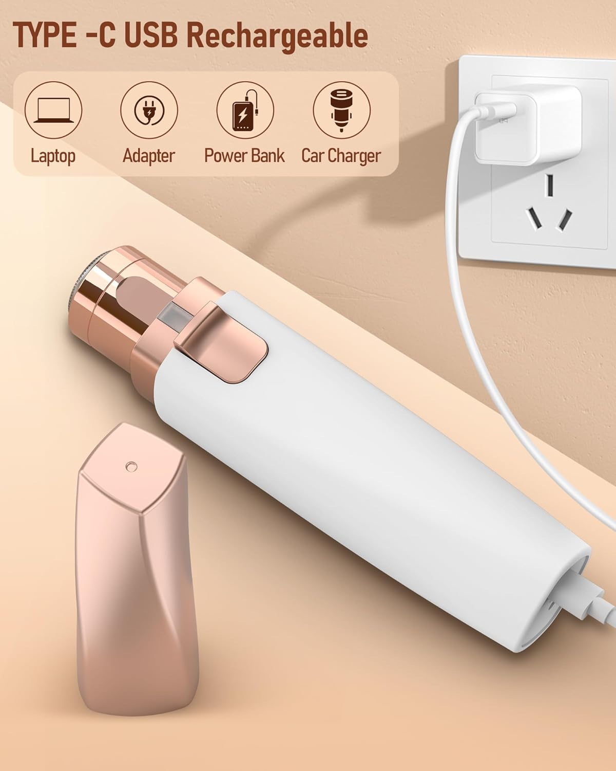 Purilite Select 2-in-1 Rechargeable Facial Hair Remover & Eyebrow Trimmer for Women