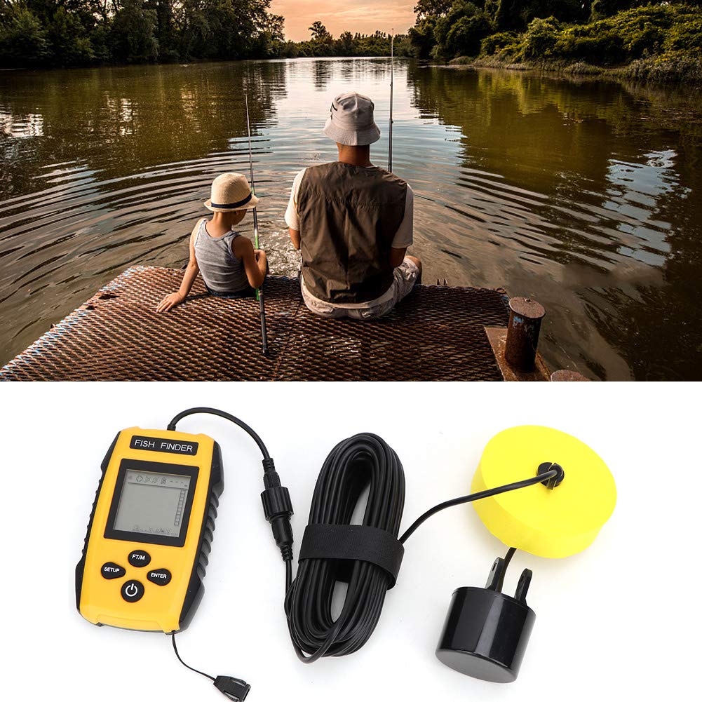Agatige Portable LCD Display Fish Finder, Ice Kayak Boat Fishing Depth Finder, Sonar Sensor Transducer TL88