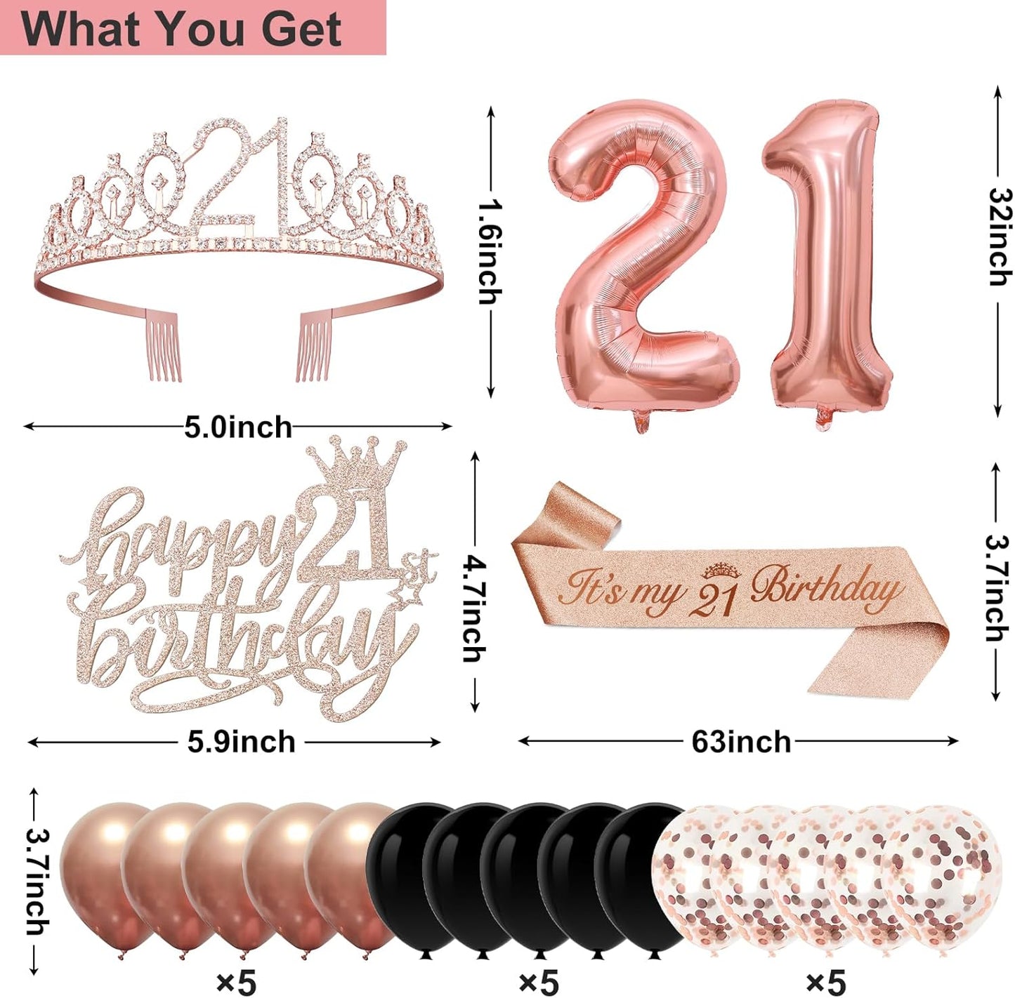 40th Birthday Decorations for Women,32pcs 40th Birthday Party Decorations,Including Backdrop, Crown,Sash,banner, Hanging Swirl,Cake Topper,balloons,Paper Fans,Anniversary Card and paper fans