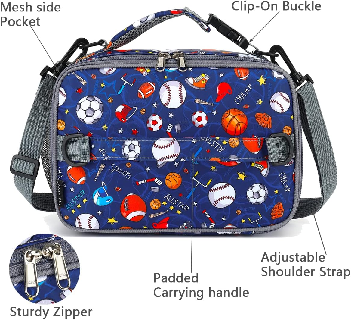 FlowFly Kids Lunch Box Insulated Soft Bag Mini Cooler Back to School Thermal Meal Tote Kit for Girls, Boys, Black