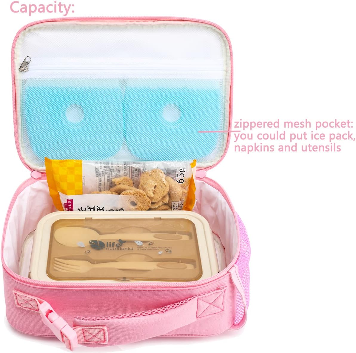 FlowFly Kids Lunch Box Insulated Soft Bag Mini Cooler Back to School Thermal Meal Tote Kit for Girls, Boys, Black