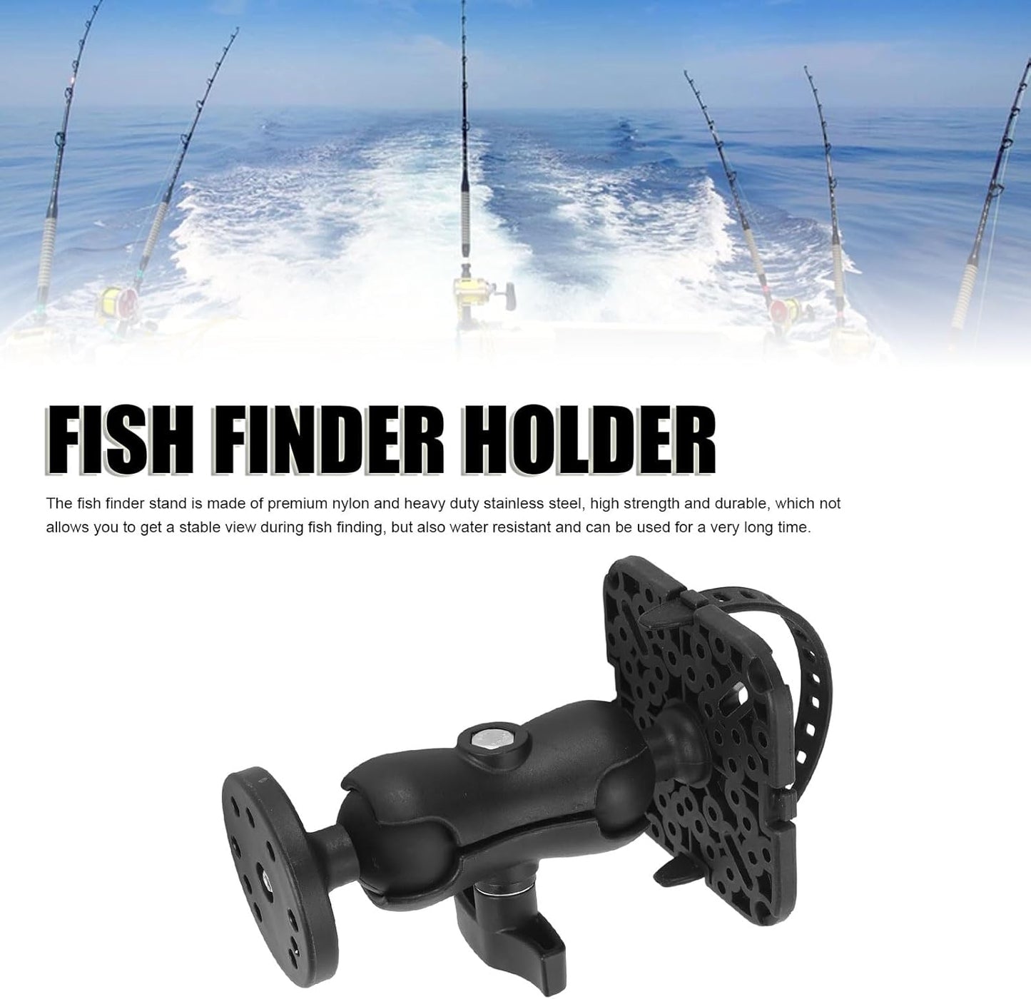 Fockety Fish Finder Mount Base, 360° Rotating Holder for Removable Adjustable Boat Fish Finder Electronic Mount, Stable Bracket for Canoe Kayak
