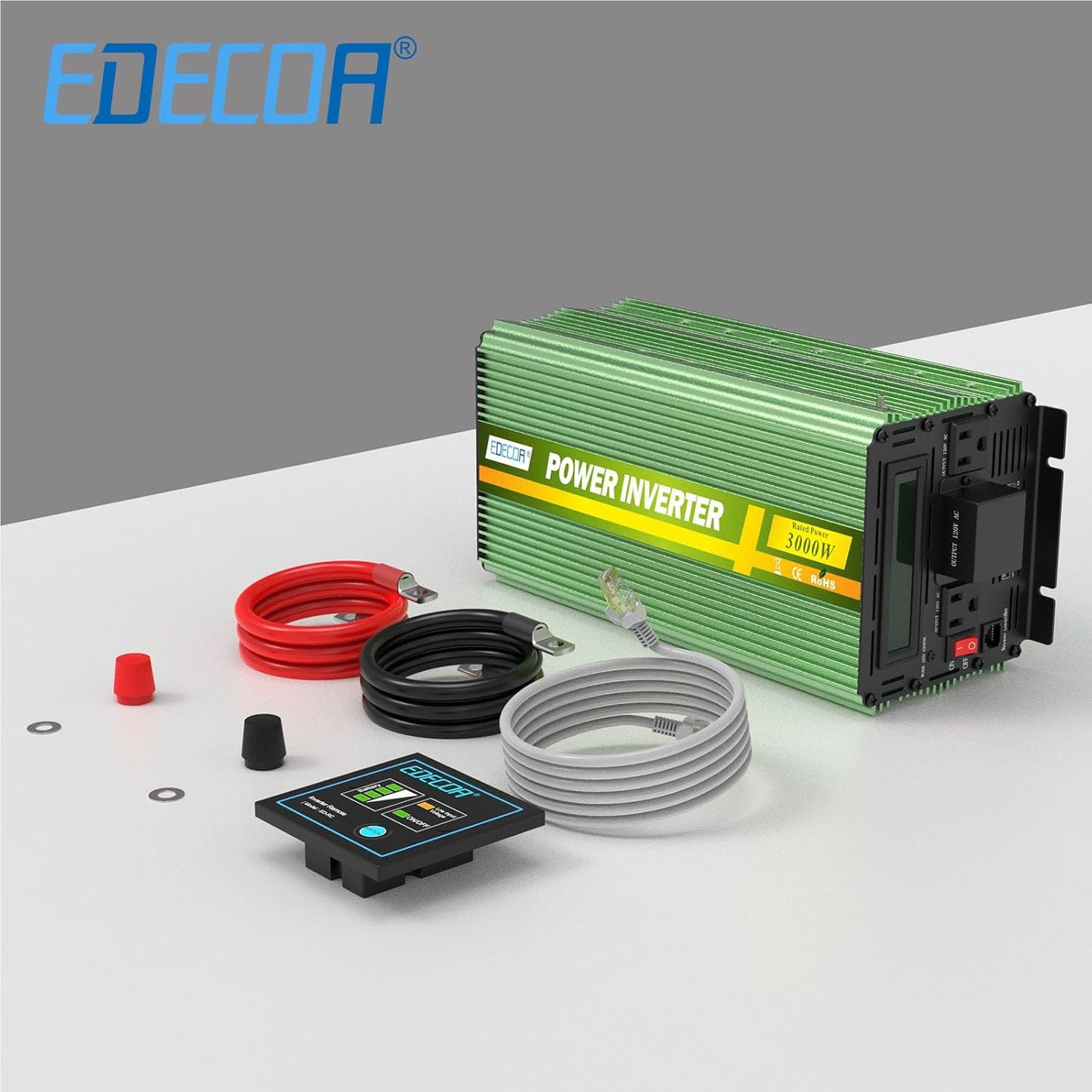 EDECOA 3000 Watt Power Inverter DC 12V to AC 110V 120V 3000W Converter for Car Truck RV with LCD and Dual USB Romte Controller (ETRC Remote)