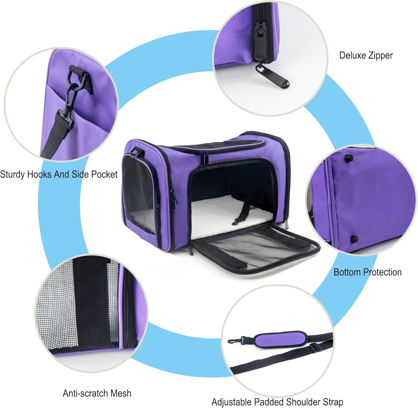 NextFri Soft Sided Carrier for Cats Dogs,TSA Airline Approved Collapsible Travel Pet Carrier (Magenta, Medium)