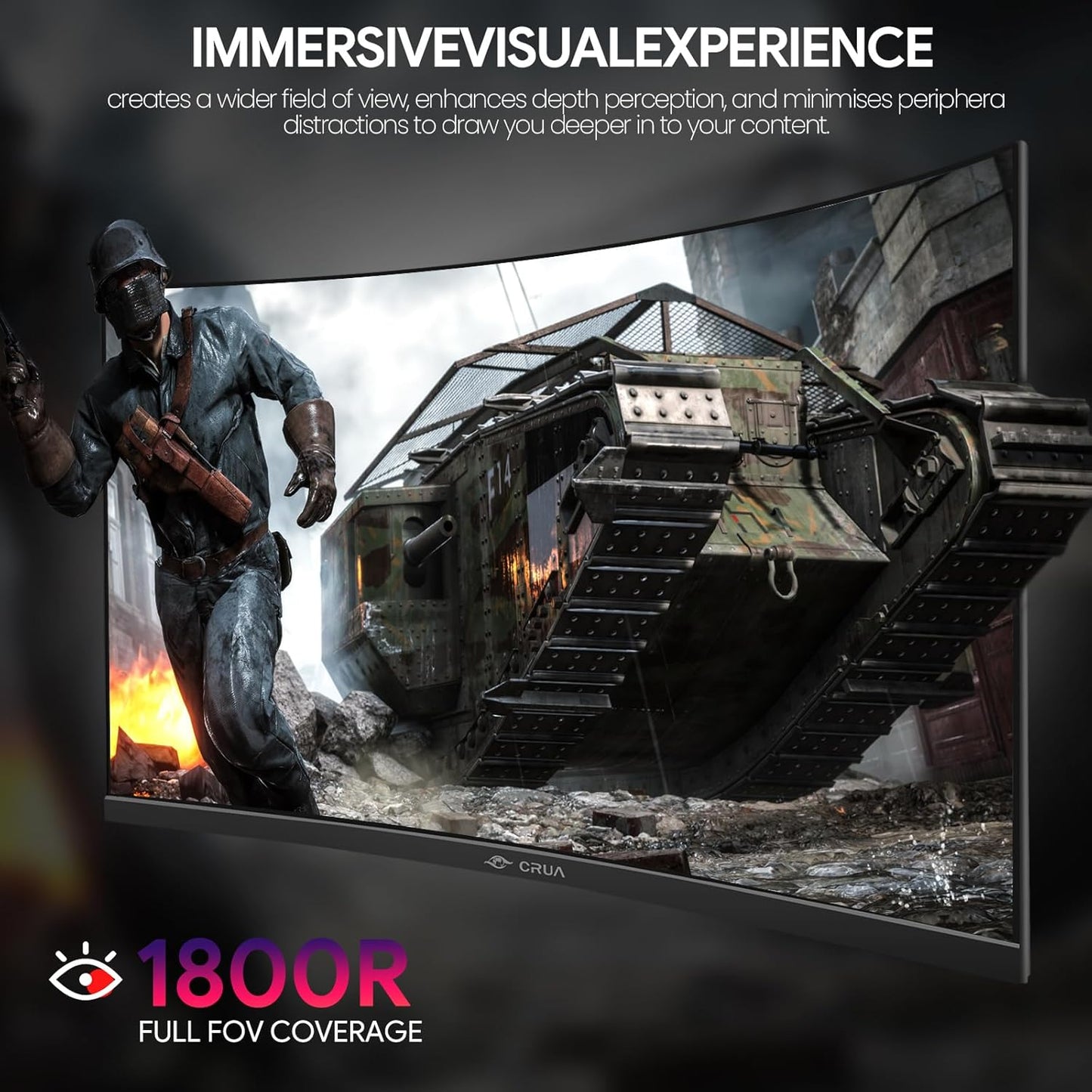 CRUA 34 Inch Curved Gaming Monitor 144HZ, White 21:9 Ultra Wide PC Monitor 1500R WQHD 3440X1440P 120% sRGB Computer Display/VA Panel/PIP& PBP/HDMI2.0 & DP1.4/Tilt Adjustment/Wall Mountable