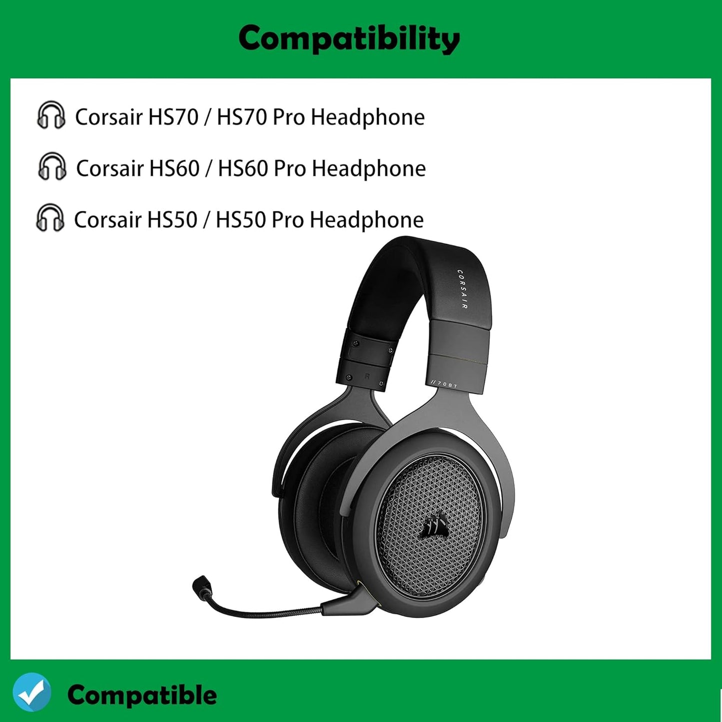 DowiTech Thickened Headphone Earpads Headset Replacement Ear Pads Compatible with Corsair HS70 Pro HS60 Pro HS50 Pro Headphone
