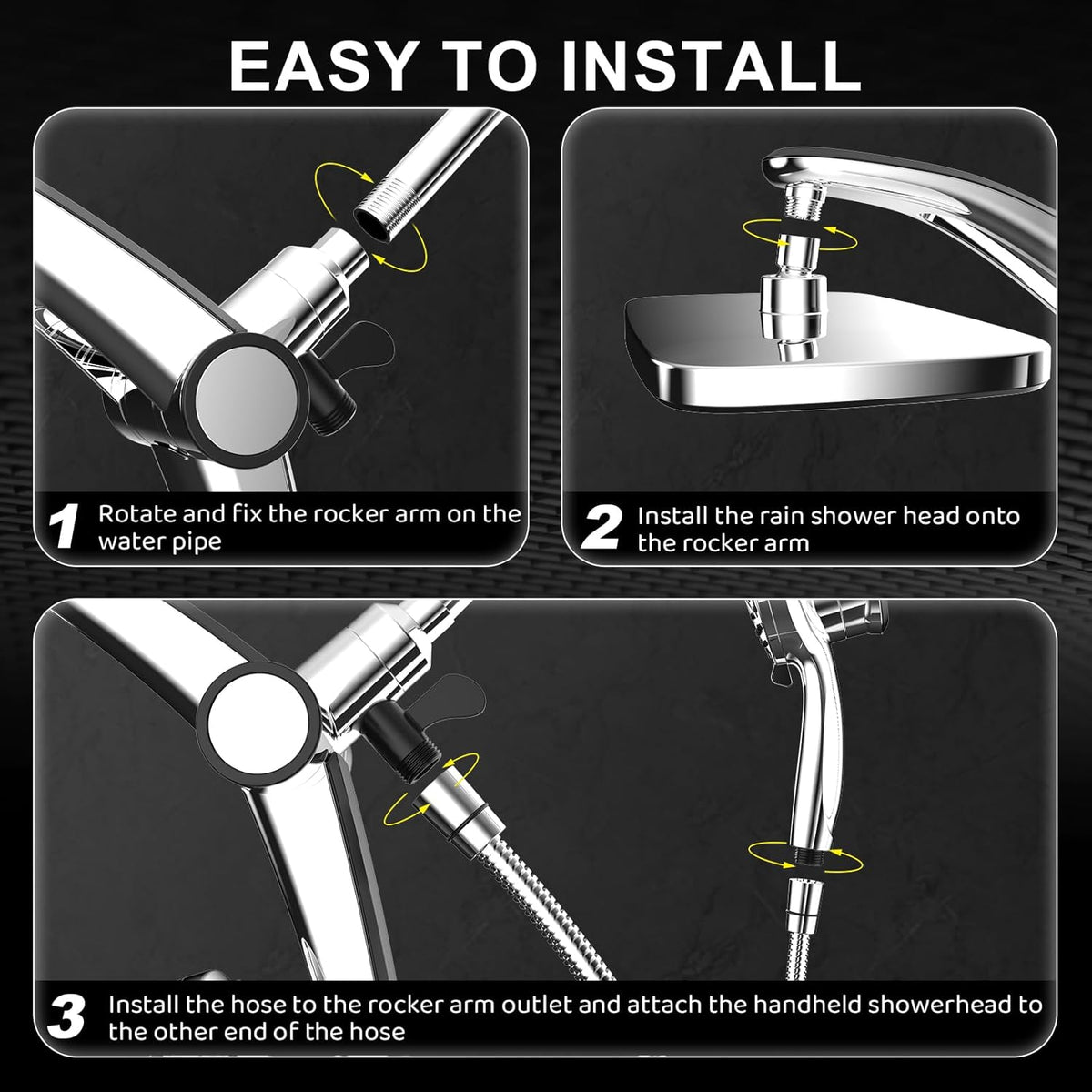 Rain Shower Head with Handheld High Pressure Rainfall Shower Heads with Handheld Spray Combo Adjustable one-piece Stand daul Shower Head Built-in Magnetic Docking and Power Jets(Sliver)