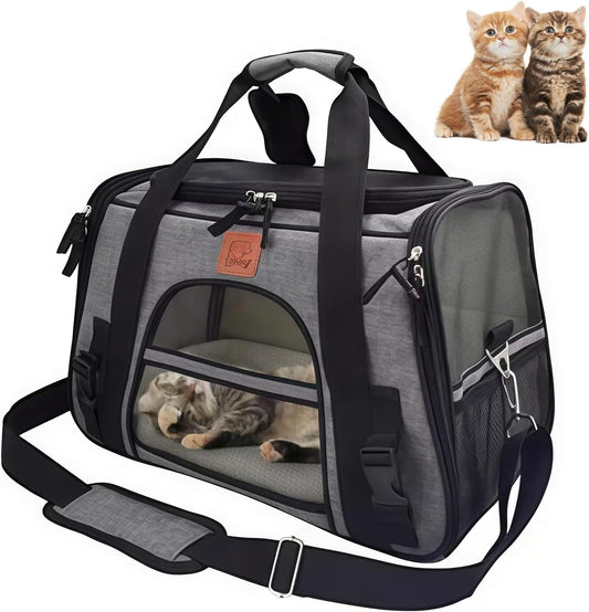 Maycoly Pet Carrier Bag Portable Foldable Cat Carrier Bag Top Opening,Backpack Soft-Sided Handbag with Breathable Mesh,Shoulder Strap for Travel Outdoor Dogs Puppy Kitten(Grey)