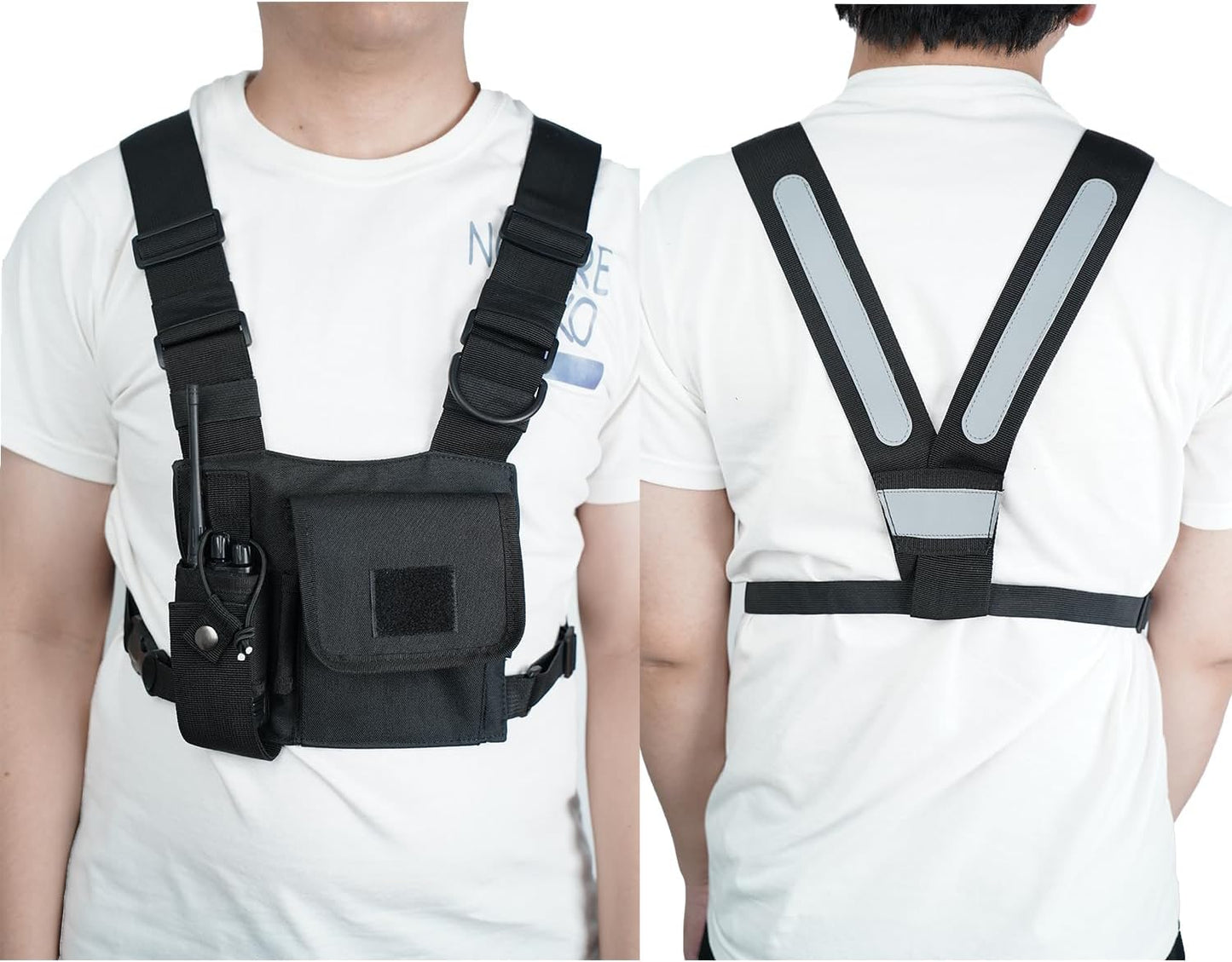 Klykon Radio Chest Harness,Single Pack Pouch Holster Vest Rig for Motorola,Midland,Kenwood,Baofeng,Retevis Walkie Talkies