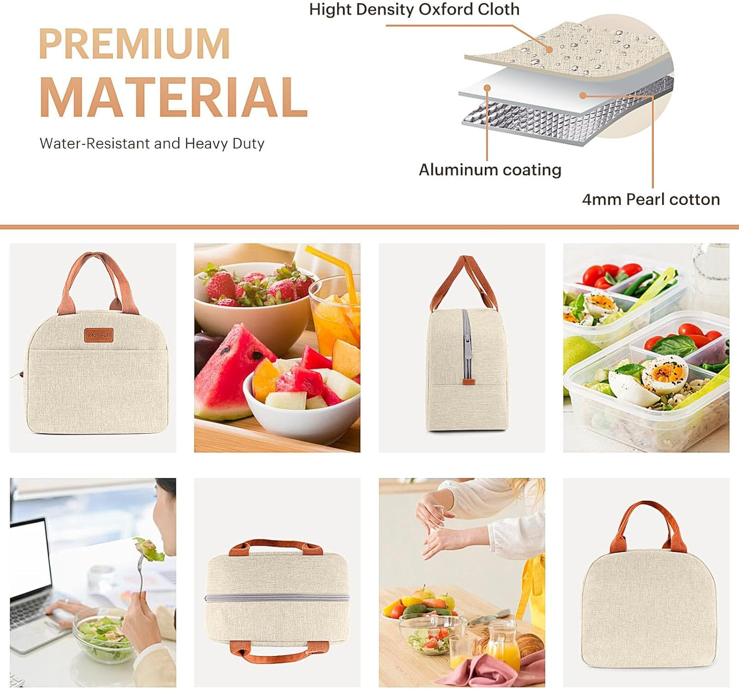 Lunch Bag for Women & Men Adult Insulated Lunch Box, Small Leakproof Cooler Food Lunch Containers Reusable High Capacity Lunch Tote Bags for Work, Travel, Outdoor