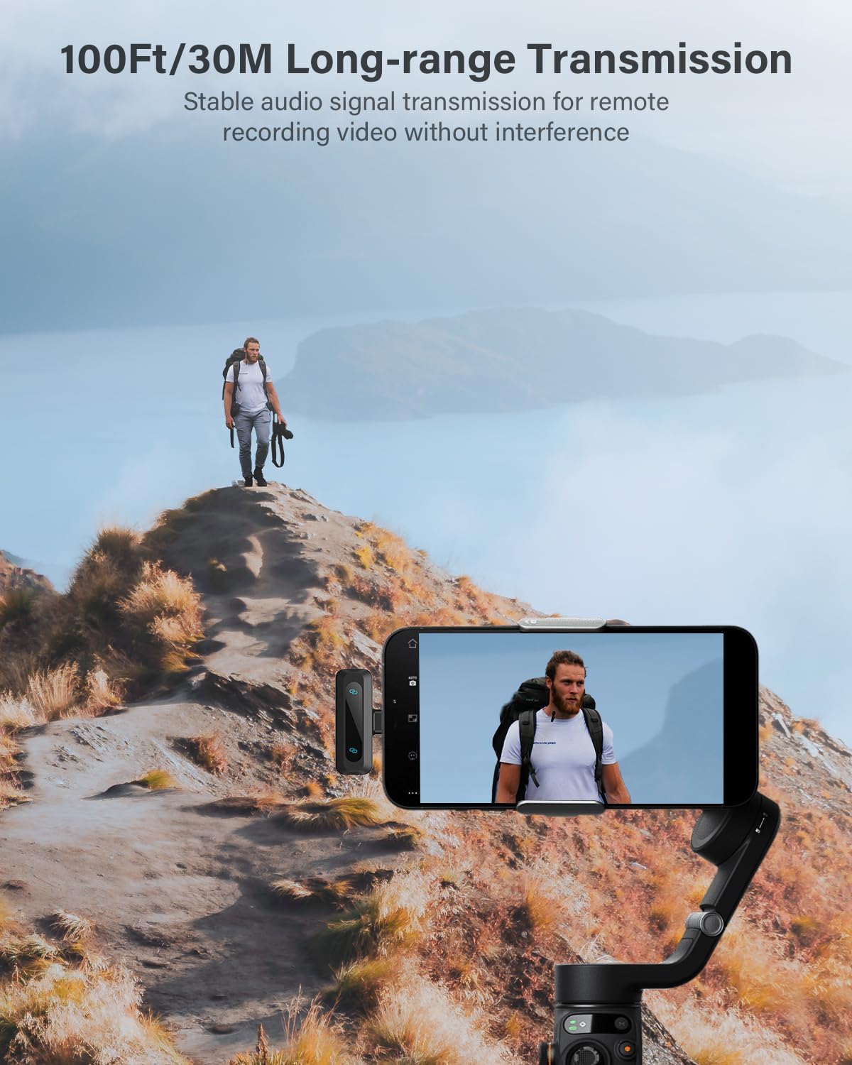 Wireless Lavalier Microphone for iPhone, iPad, Android Phone,2-Pack Mini Microphone with Noise Reduction, Auto Pairing and Mute & Reverb for Vlogging, Video Recording, TikTok, YouTube - Plug & Play