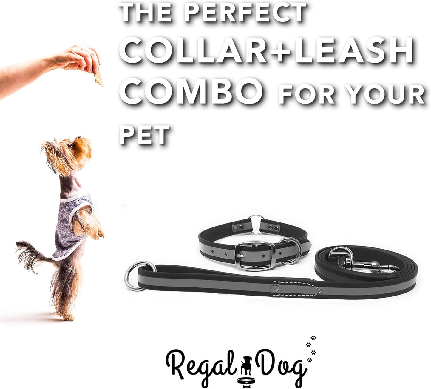 Regal Dog Products Large Pink Heavy Duty Reflective Dog Collar with Center Ring, Metal Buckle and D Ring | Anti-Odor Adjustable Biothane Waterproof Dog Collar | Other Sizes for Small & Medium Dogs