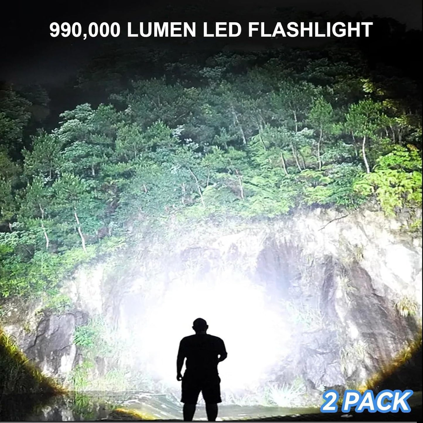 Rechargeable Flashlight 990000 High Lumens,Brightest LED Flashlights & 5 Modes,Powerful Flash Light,IPX6 Waterproof Super Bright Flashlight for Camping, Hiking