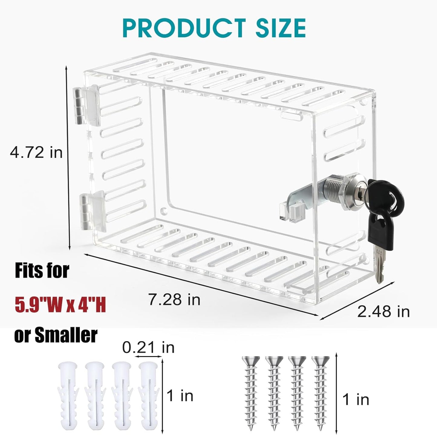 SUTINE Thermostat Lock Box with Key, Universal Acrylic Thermostat Cover with Lock, Large Thermostat Lock Box Clear Lock Box Thermostat Guards for Wall Thermostats, Restaurants, Wall AC Panel, School