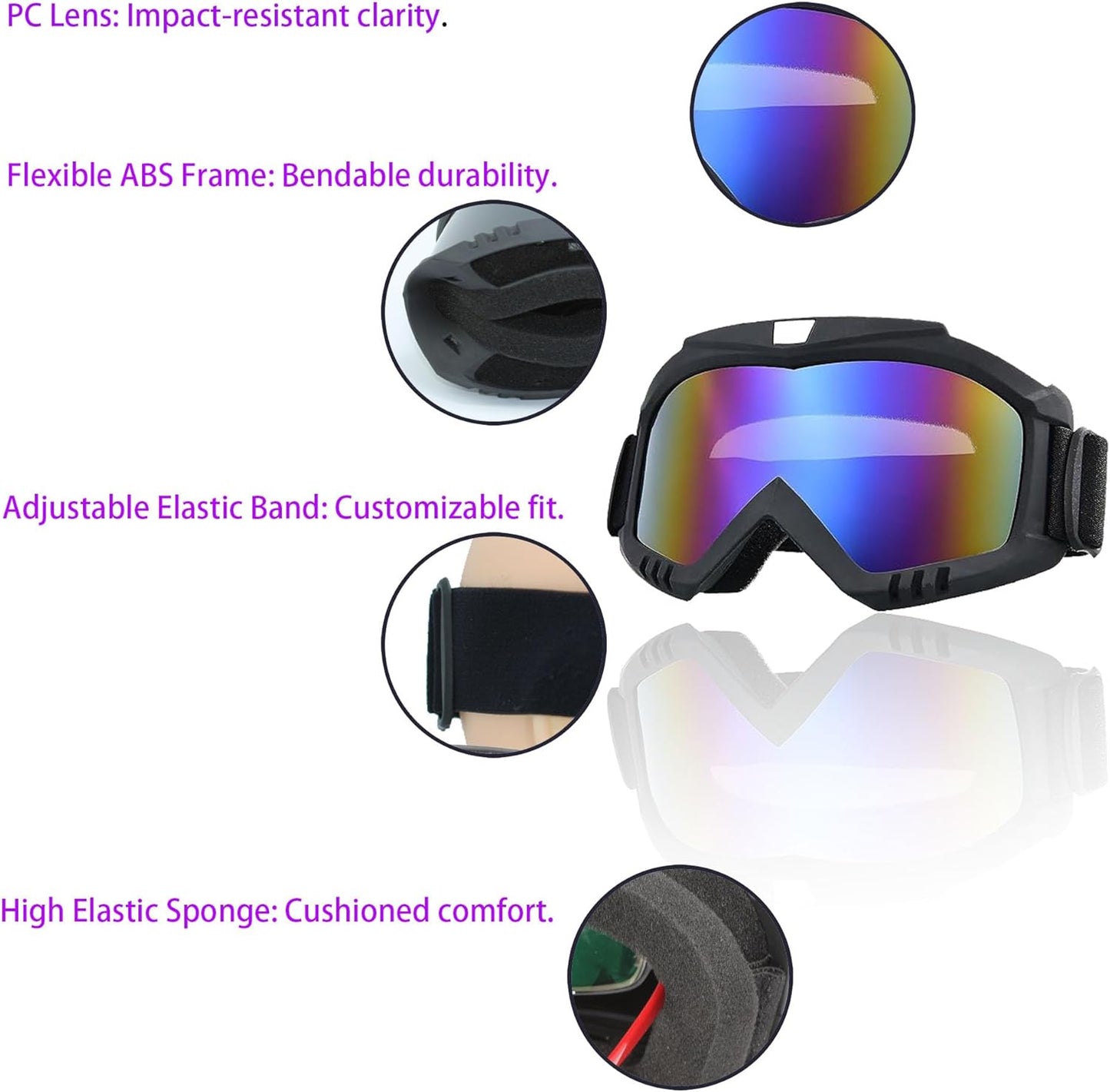 2 Pieces Motorcycle Goggles with Adjustable Face Mask,Dirt Bike ATV Motocross MX Riding Offroad Cycling Protective Glasses