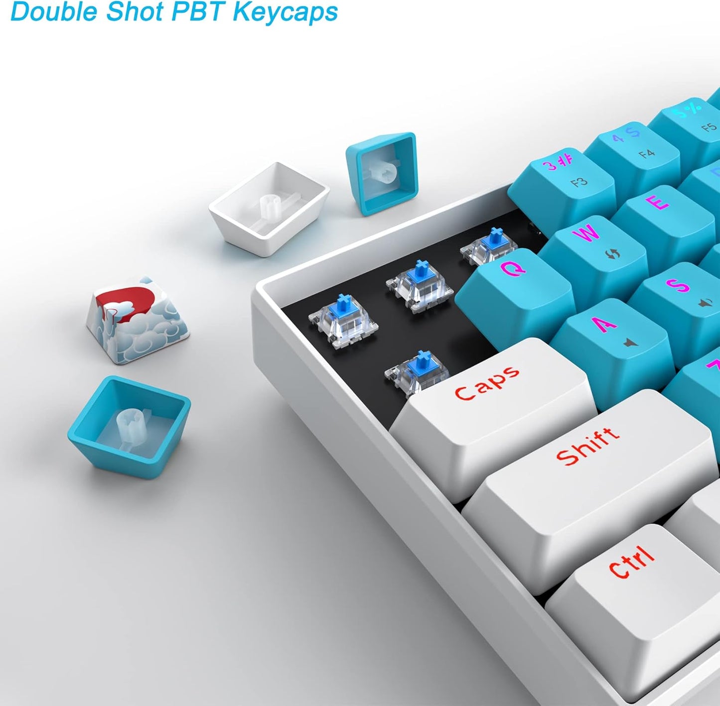 Fogruaden Full Size Mechanical Keyboard, Green Matcha Keyboard, Wired USB 104 Keys RGB Backlit Gaming Keyboard with Number Pad, Red Switches, NKRO Mechanical Keyboard for Windows Laptop PC Gamer