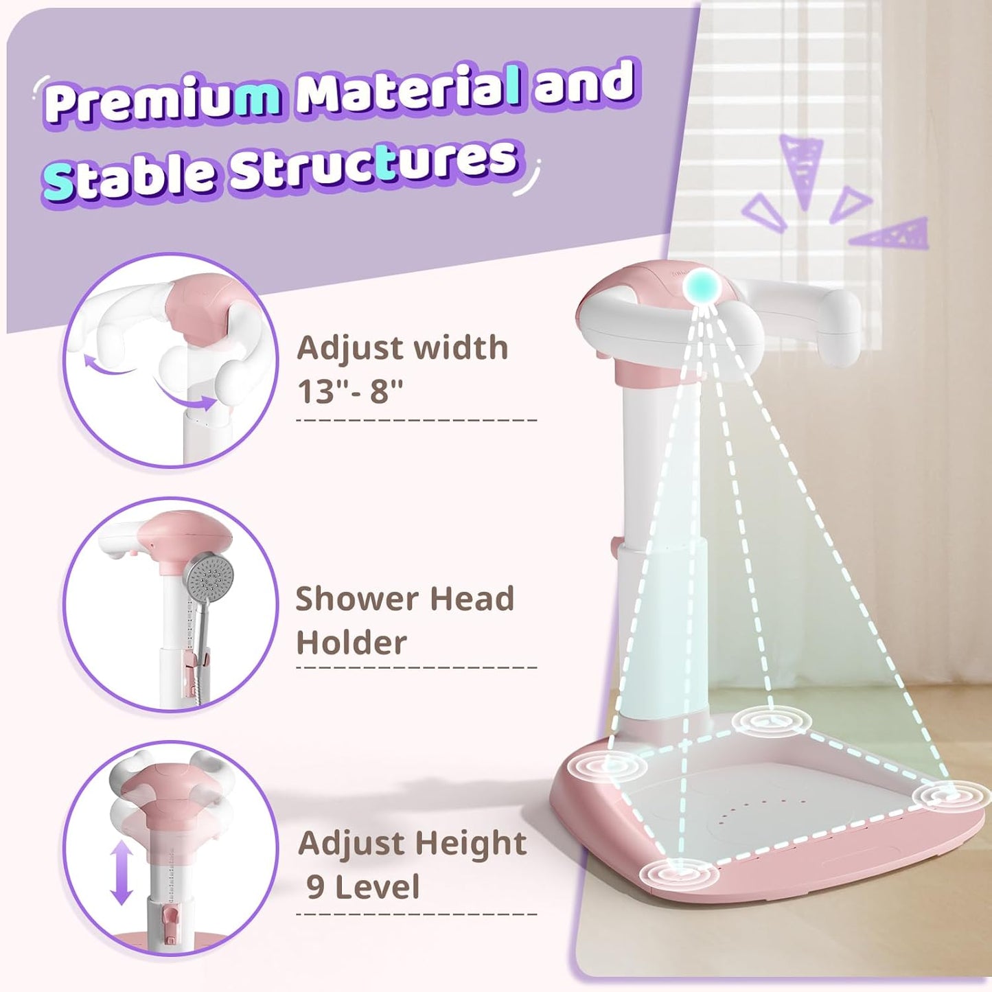 COOSEYA ® Baby Bathtub With Shower Stand Support|Anti-Pinch Soporte para Bañera de Bebé Adjustable Baby Shower Tower, Smart Water Flow Hug Tower for 6-36 Months, Ideal baby shower gifts