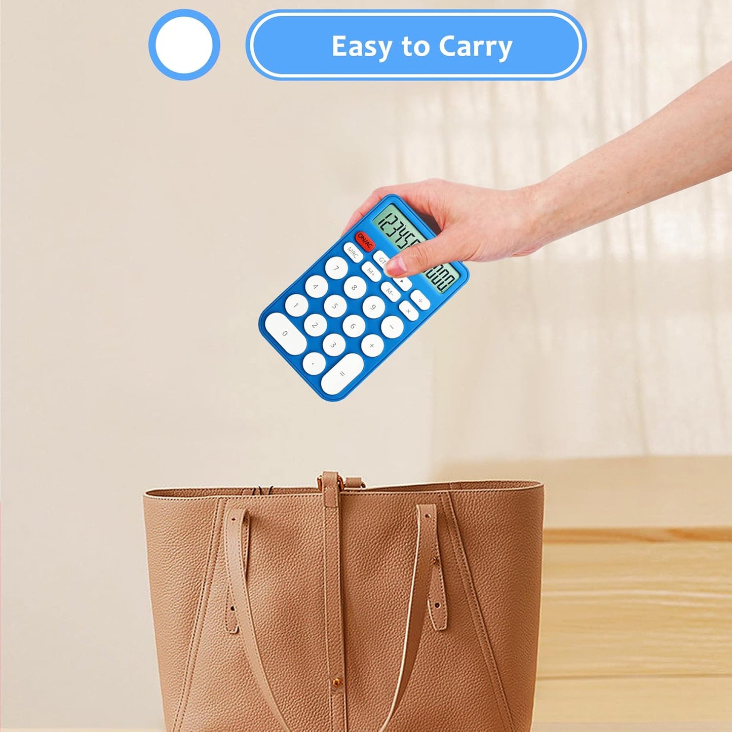 VEWINGL Mechanical Switch Calculator, 12 Digit Large LCD Display and Buttons, Great for Everyday Life and Basic Office Work, with Battery
