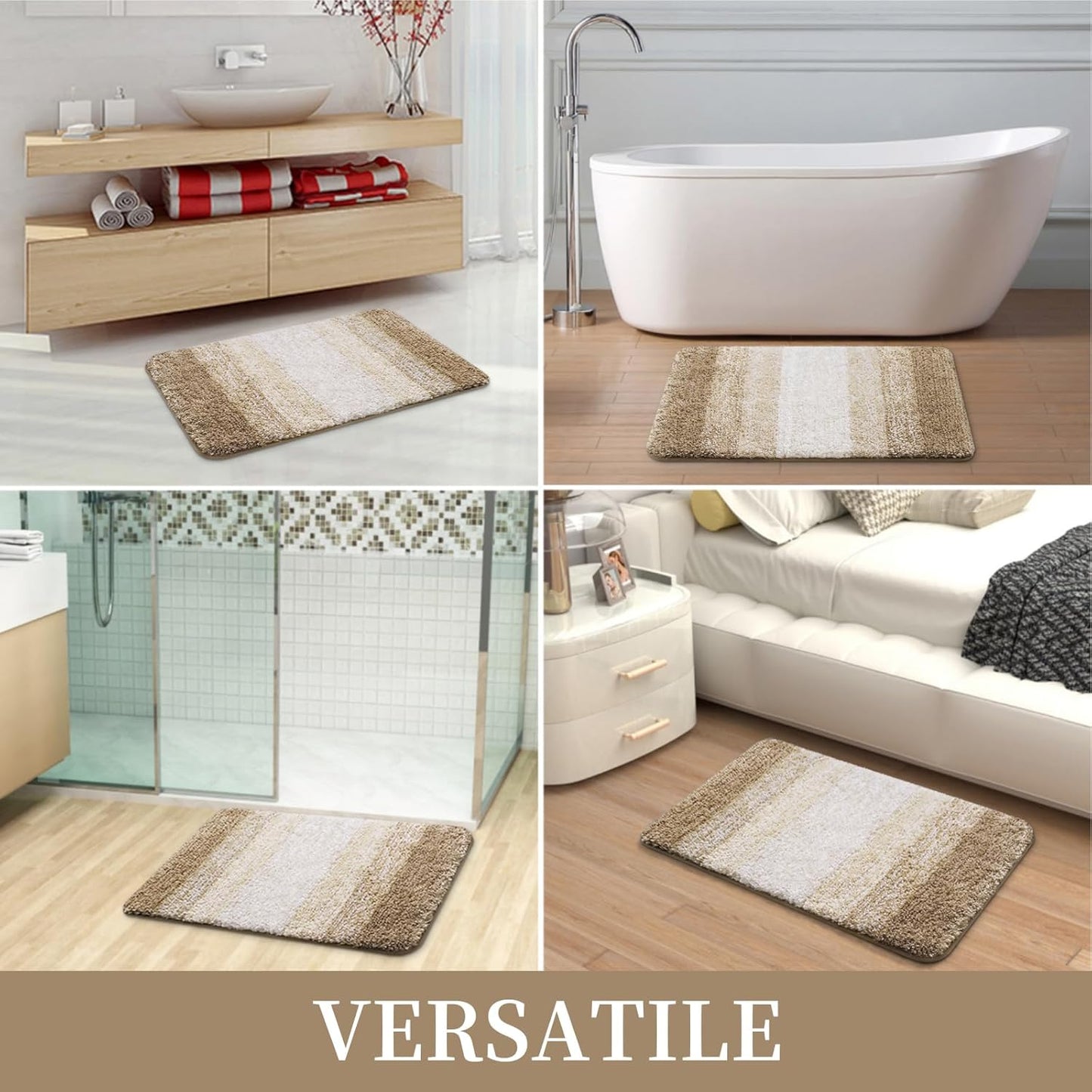 OLANLY Luxury Microfiber Bath Mat, Extra Soft and Absorbent Bathroom Mat, Non-Slip Plush Shaggy Bathroom Rug, Machine Wash Dry, Bath Rugs for Bathroom Floor, Tub and Shower, 16x24, Grey