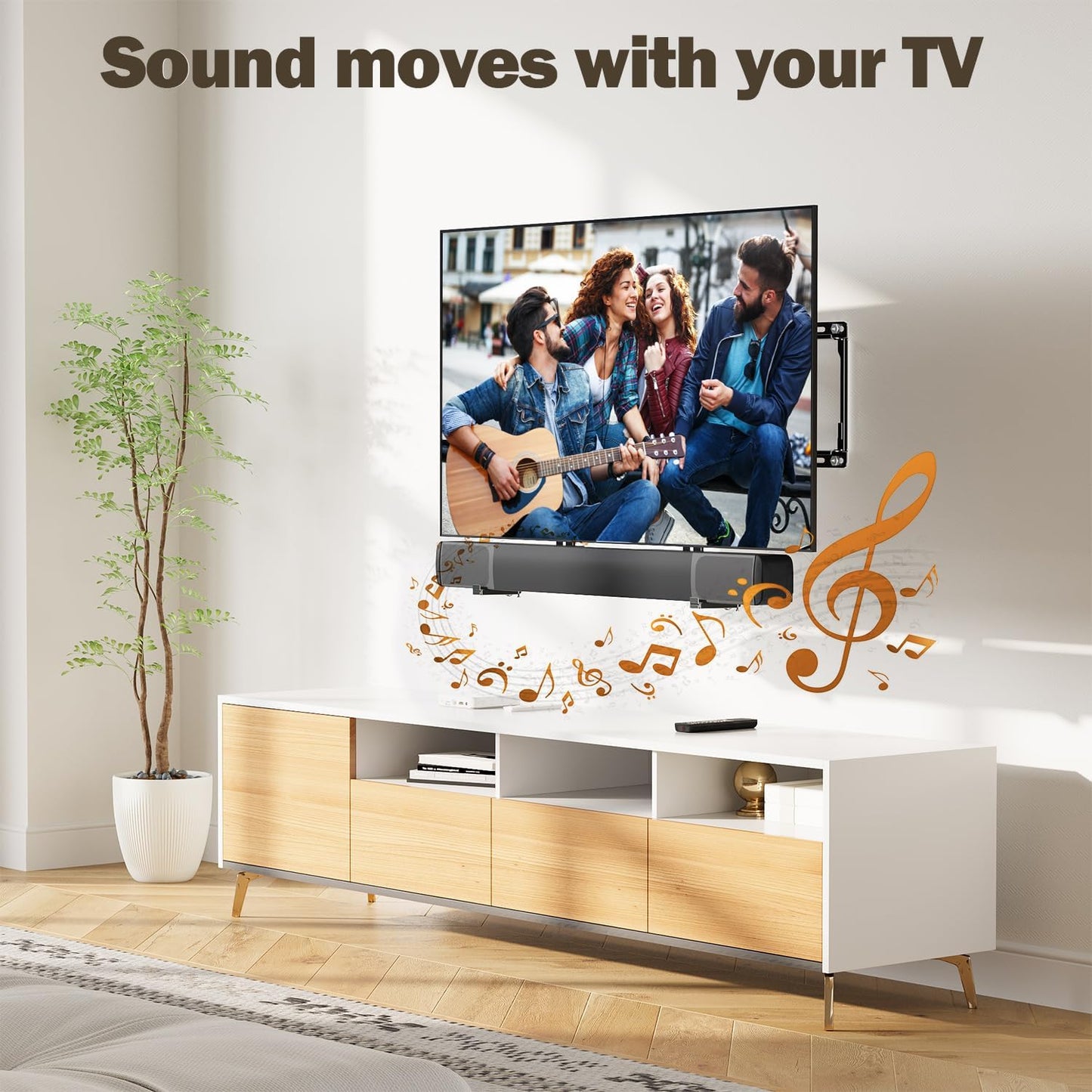Mounting Dream Universal Sound bar Wall Mount, Soundbar Mounting Bracket Fits Most Samsung, Sonos, Bose, Vizio, Yamaha Soundbar with Holes/Without Holes, up to 20 lbs, Safe and Easy to Install MD5425