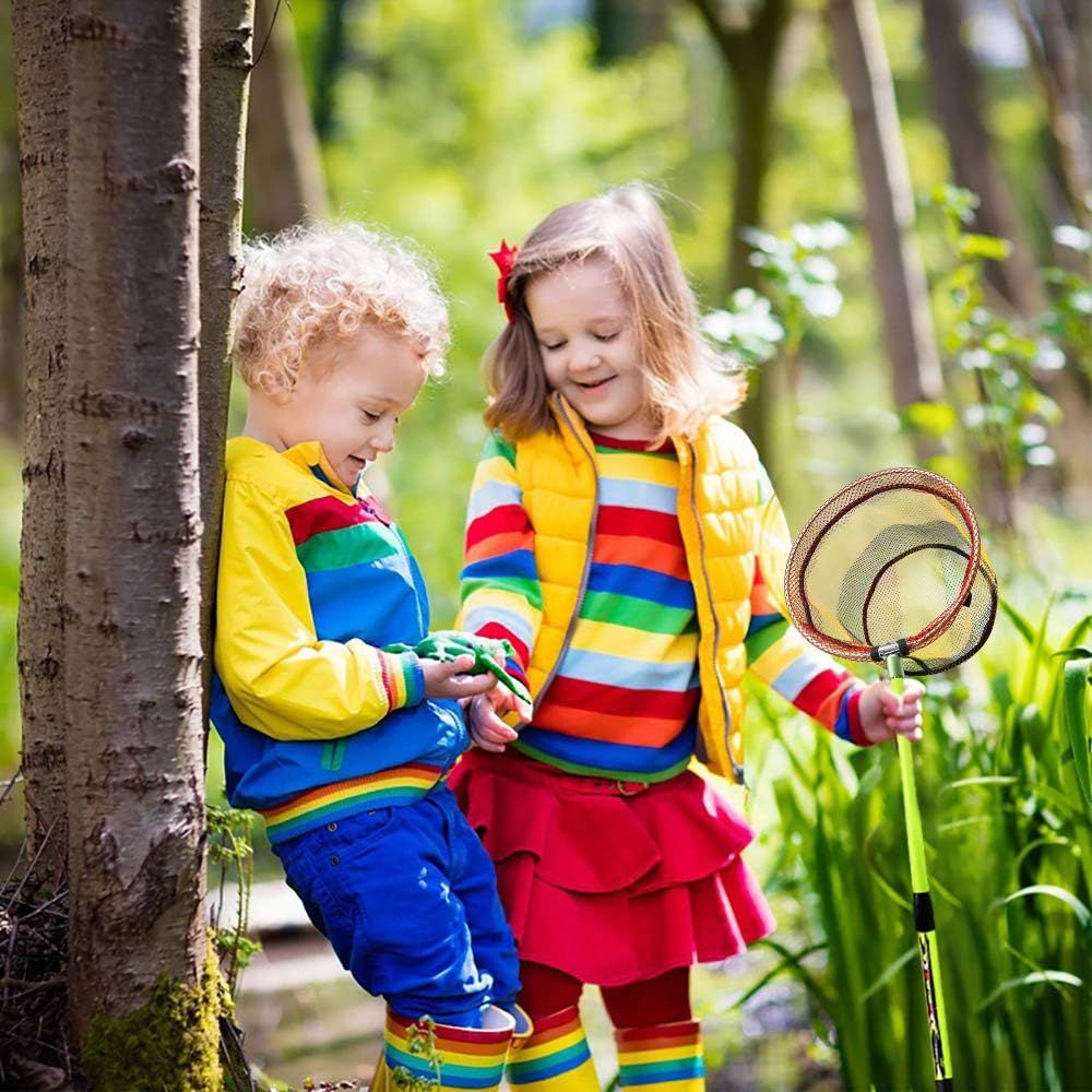 SAN LIKE Fishing Net Telescopic Landing Nets Folding Rubber Fish Net Rubber Coated Landing Net with Adjustable Sturdy Pole Handle for Saltwater Freshwater Bass Trout Fishing Easy Catch & Release