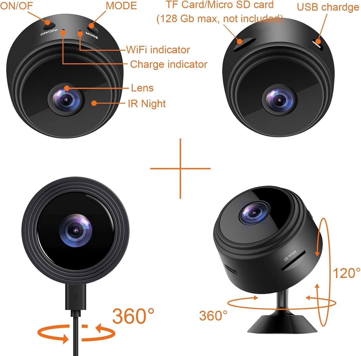 1080P WiFi Mini Hidden Spy Camera Wireless Nanny Spy Cam Home Security Surveillance Camera Micro Small Indoor Secret Monitor Video Cam with Motion Detection App Control(Black)