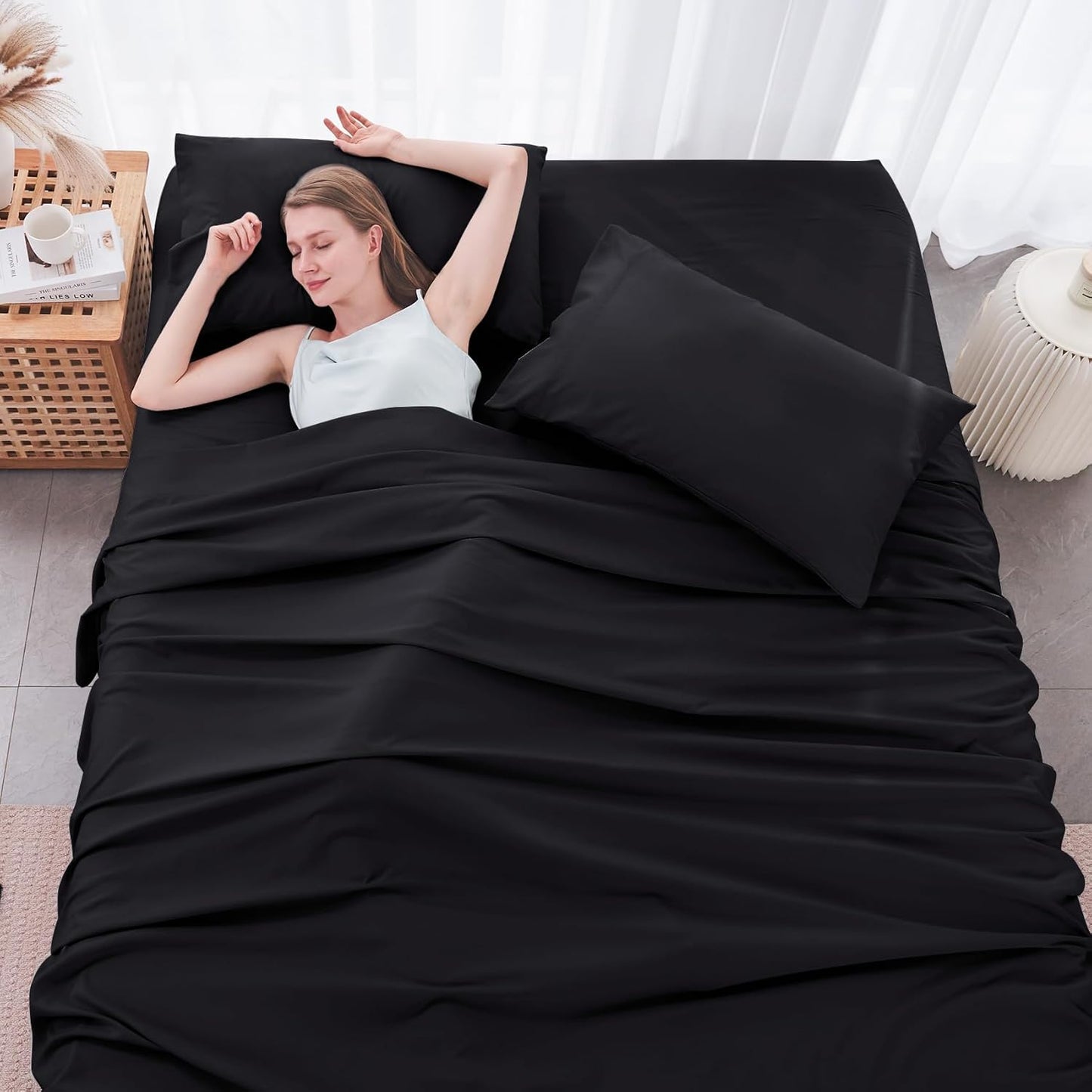JOLLYVOGUE Queen Size Bed Sheet Set - 4 Piece Bed Sheets Set with Deep Pocket - Soft Breathable & Cooling - Resists Shrinkage & Fading Draps Queen - Easy Care (Dark Grey)