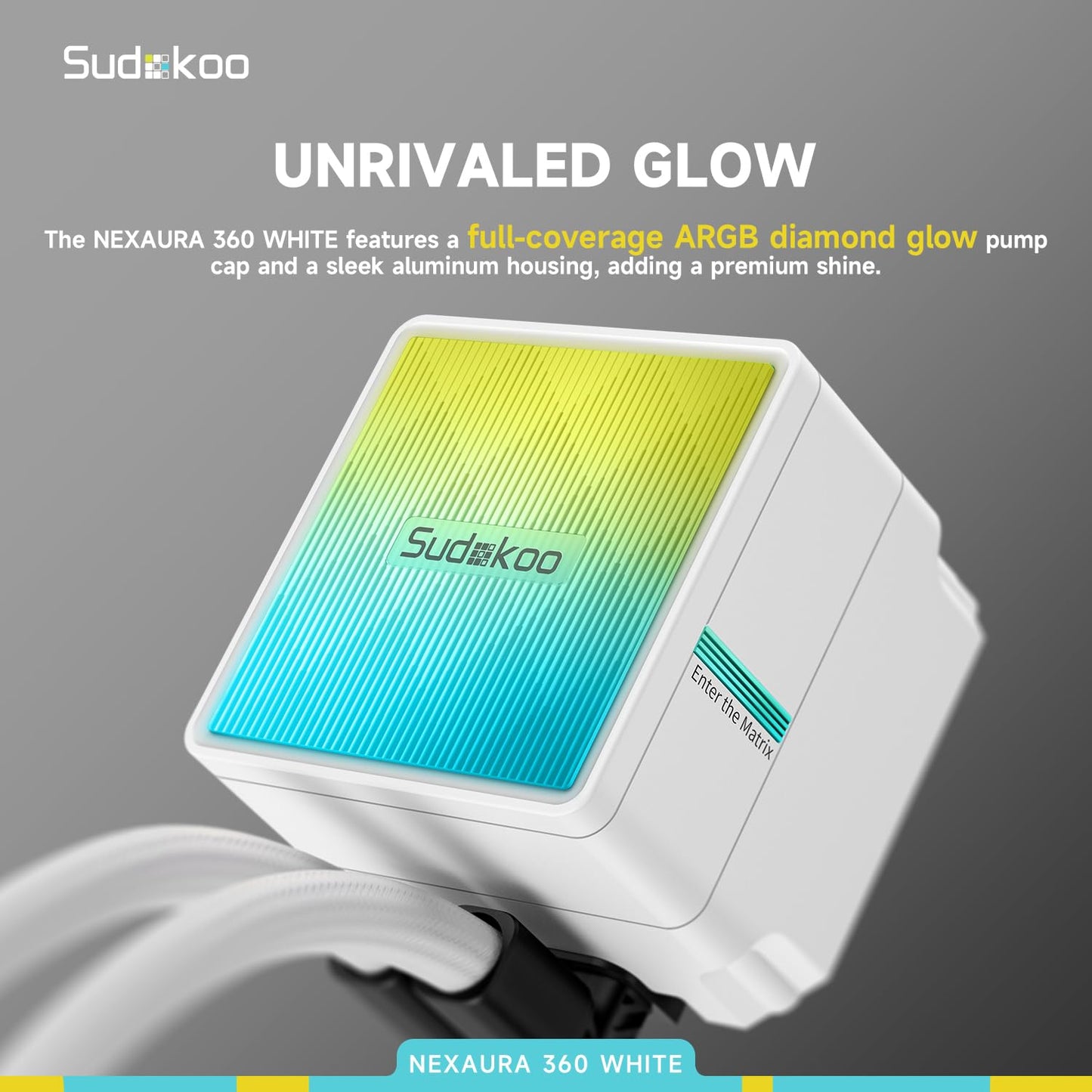 Sudokoo NEXAURA 360 Liquid CPU Cooler: 360mm AIO CPU Cooler with PWM Pump & ARGB Pump Head - Water Cooling with FDB Fans for Intel LGA 1851/1700/1200/115X AMD AM5/AM4 - Black