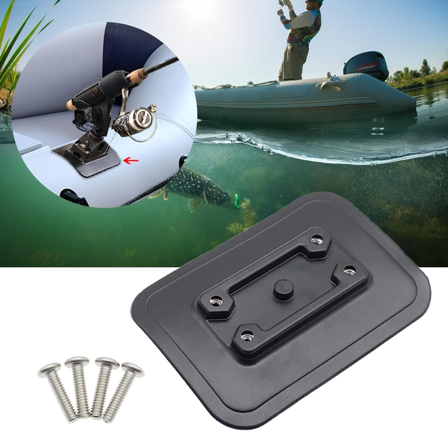 KEXIAO 2Pcs Inflatable Boats Glues on Pad Kayaking Inflatable Boats Rod Holder Fish Finders Mount Fishing Tool Accessories