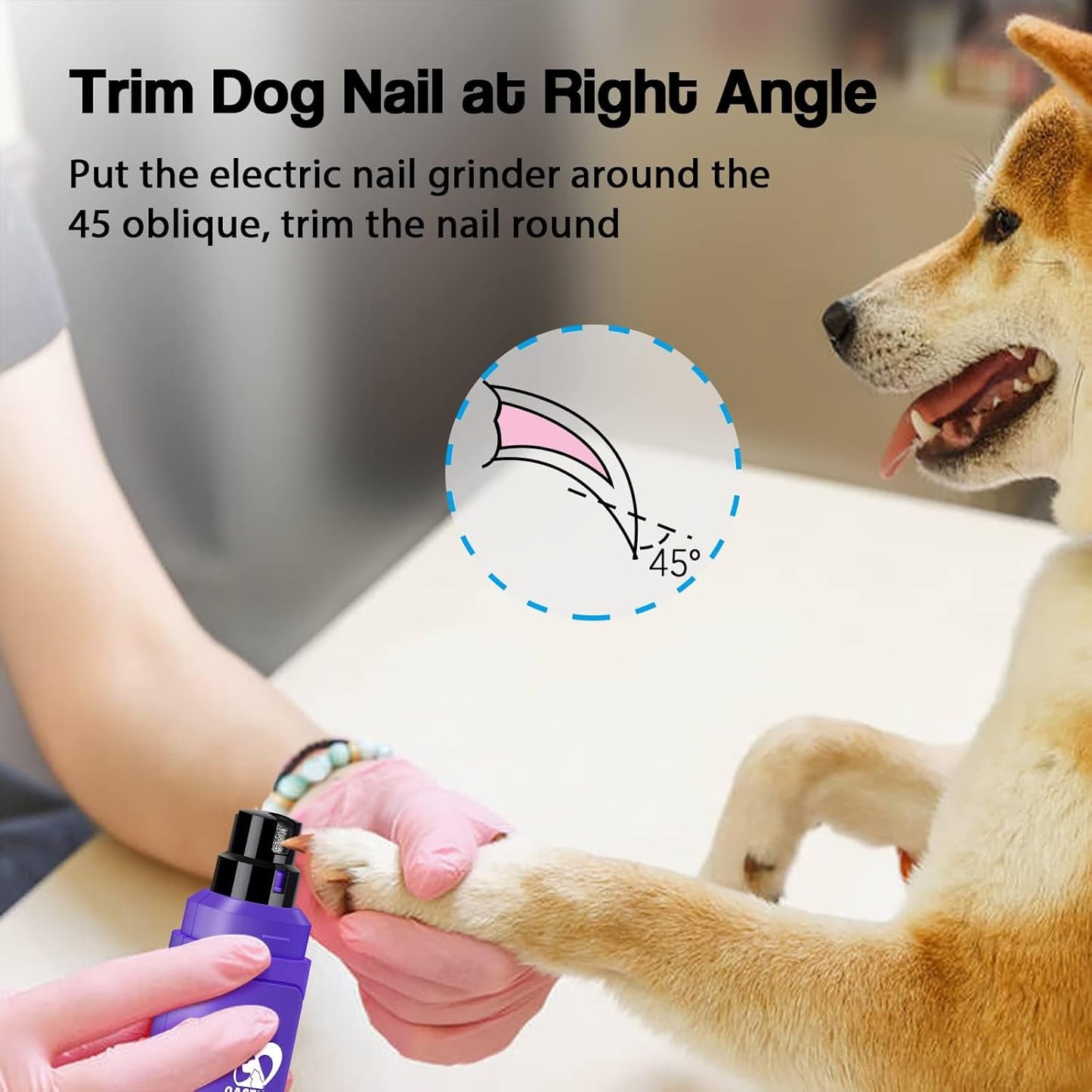 Casfuy Dog Nail Grinder Upgraded - Professional 2-Speed Electric Rechargeable Pet Nail Trimmer Painless Paws Grooming & Smoothing for Small Medium Large Dogs & Cats (White)