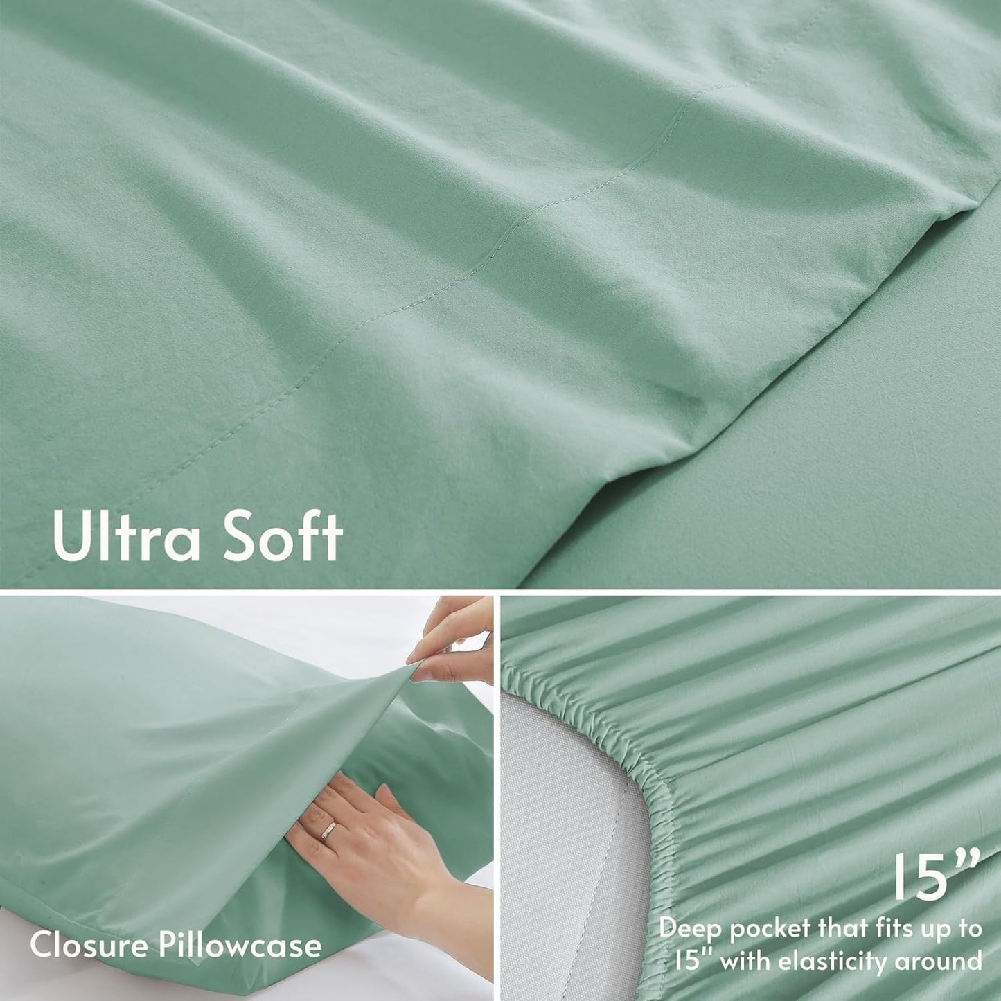 JOLLYVOGUE Queen Size Bed Sheet Set - 4 Piece Bed Sheets Set with Deep Pocket - Soft Breathable & Cooling - Resists Shrinkage & Fading Draps Queen - Easy Care (Dark Grey)