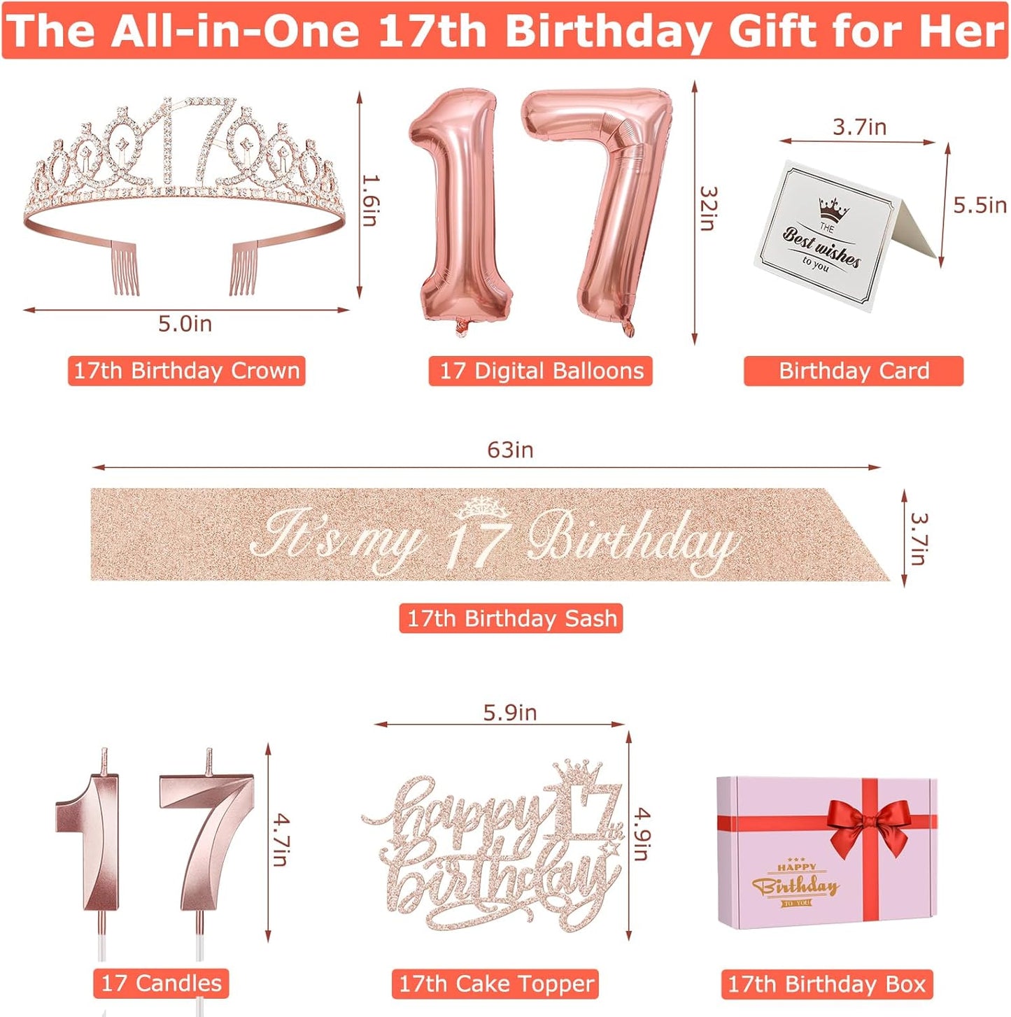65th Birthday Decorations for Women, Including 65th Birthday Sash and Crown, Cake Topper and Candles, Number Balloons Rose Gold, 65 Year Old Gifts for Women