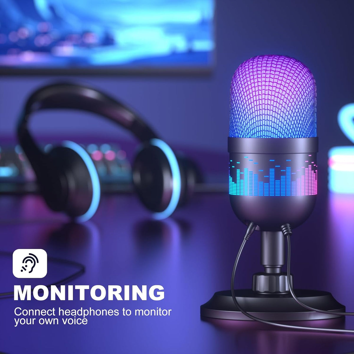 USB Condenser Microphone | Gaming Microphone | Computer Microphone | Streaming Microphone | Podcast Recording Microphone | Unidirectional Voice Pickup - PuriLite