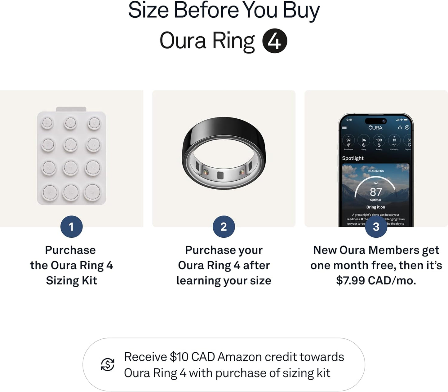 Oura Ring 4 - Gold - Size 9 - Smart Ring - Size First with Oura Ring 4 Sizing Kit - Sleep Tracking Wearable - Heart Rate - Fitness Tracker - Up to 8 Days of Battery Life