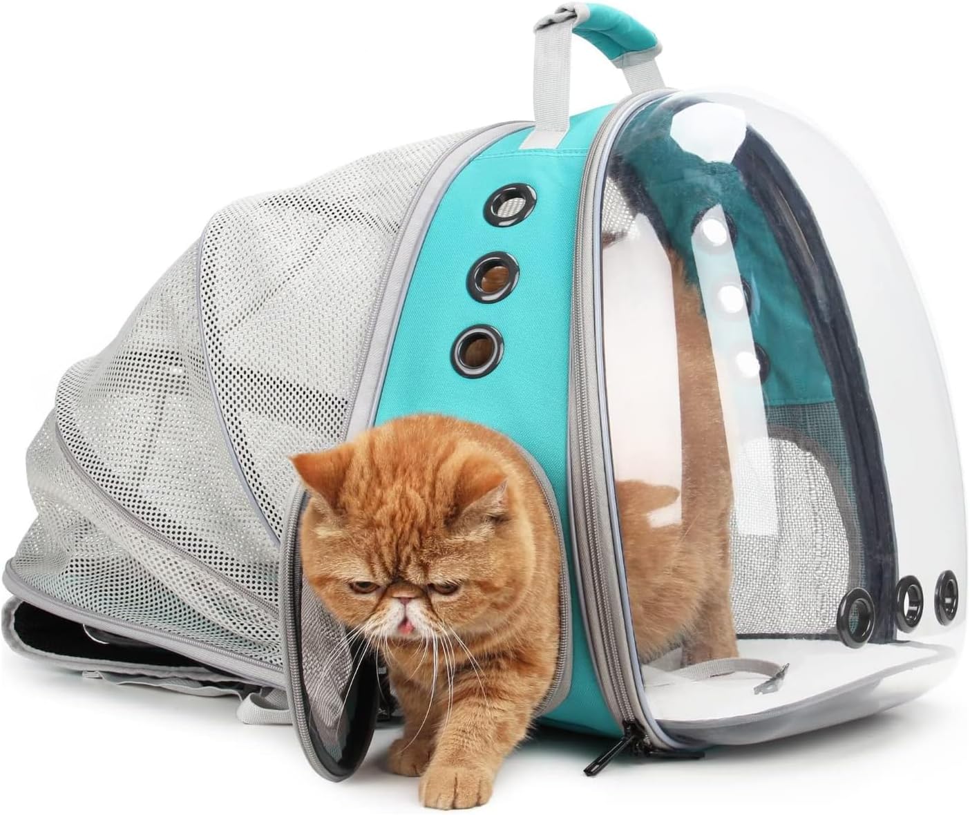 WEVONIGU Front Expandable Cat Backpack Carrier,Fit up to 16 lbs,Pet Carrier Backpack,Space Capsule Astronaut Bubble Window Bag,Cats and Puppies,Airline-Approved,Designed for Travel,Hiking,Walking