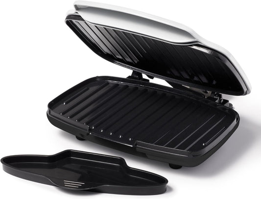 Starfrit Grill And Panini Press With Ceramic Coating - Non-Stick Coating - Removable Fat And Oil Collection - White